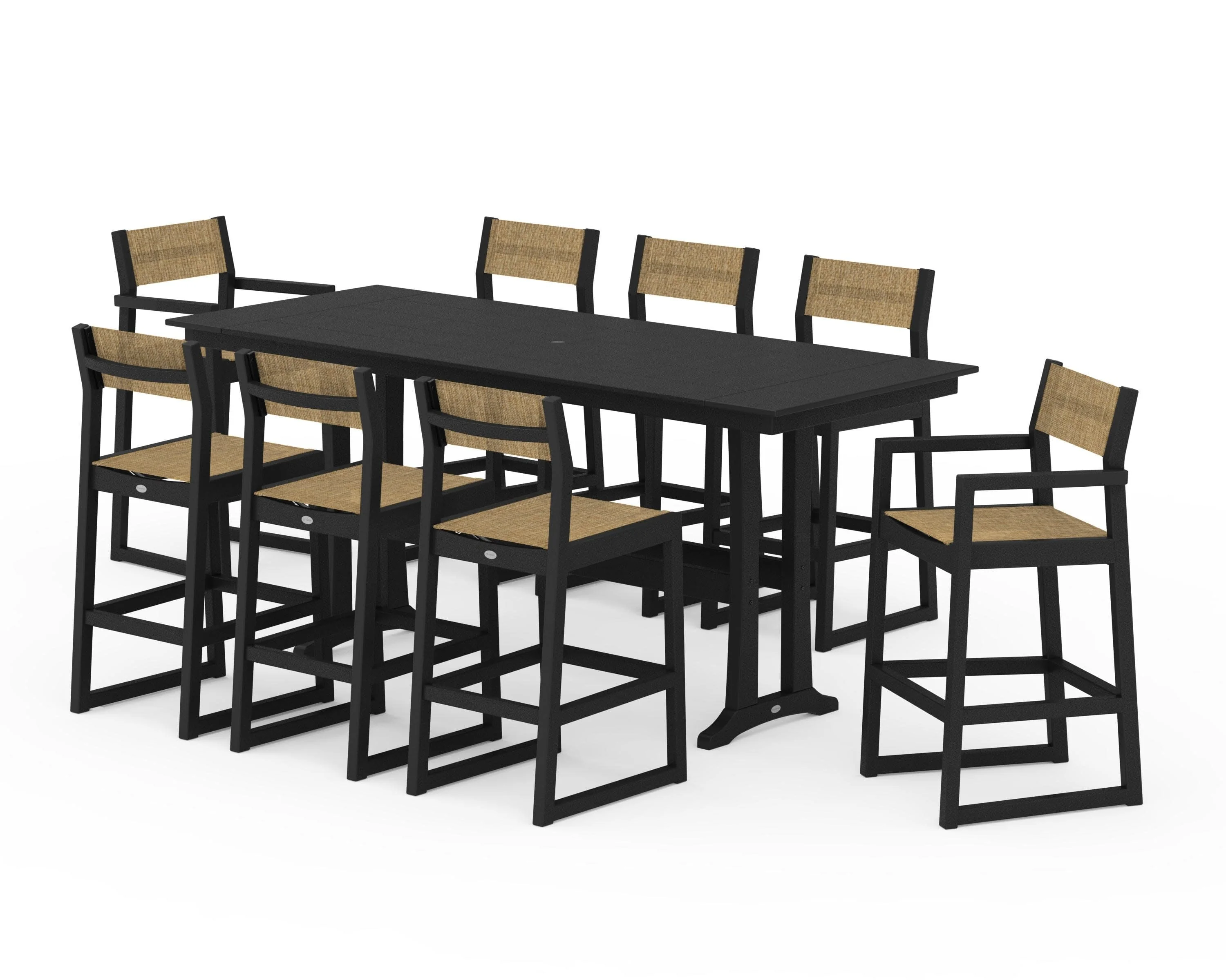 EDGE Sling 9-Piece Farmhouse Bar Set with Trestle Legs - Image 6