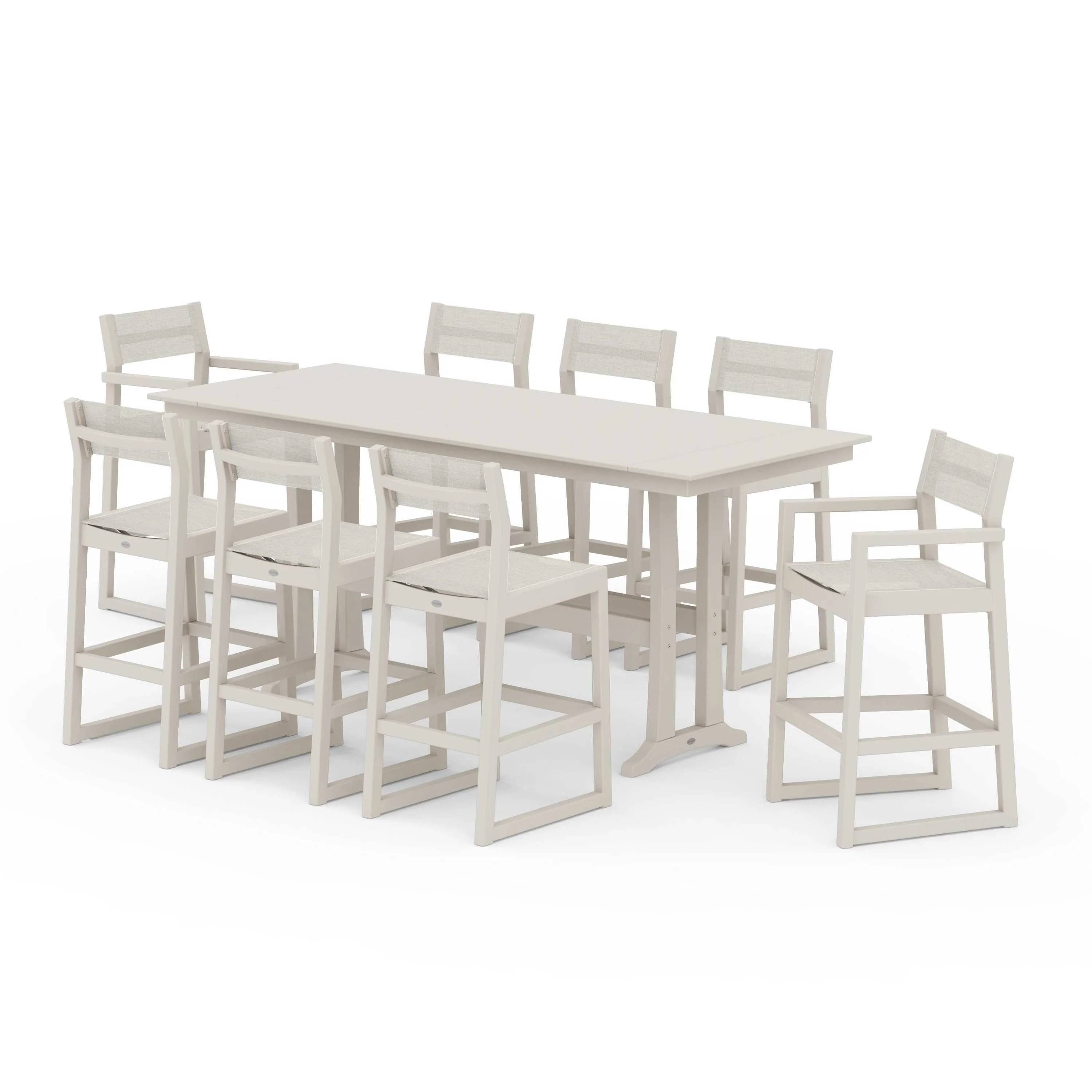 EDGE Sling 9-Piece Farmhouse Bar Set with Trestle Legs - Image 68