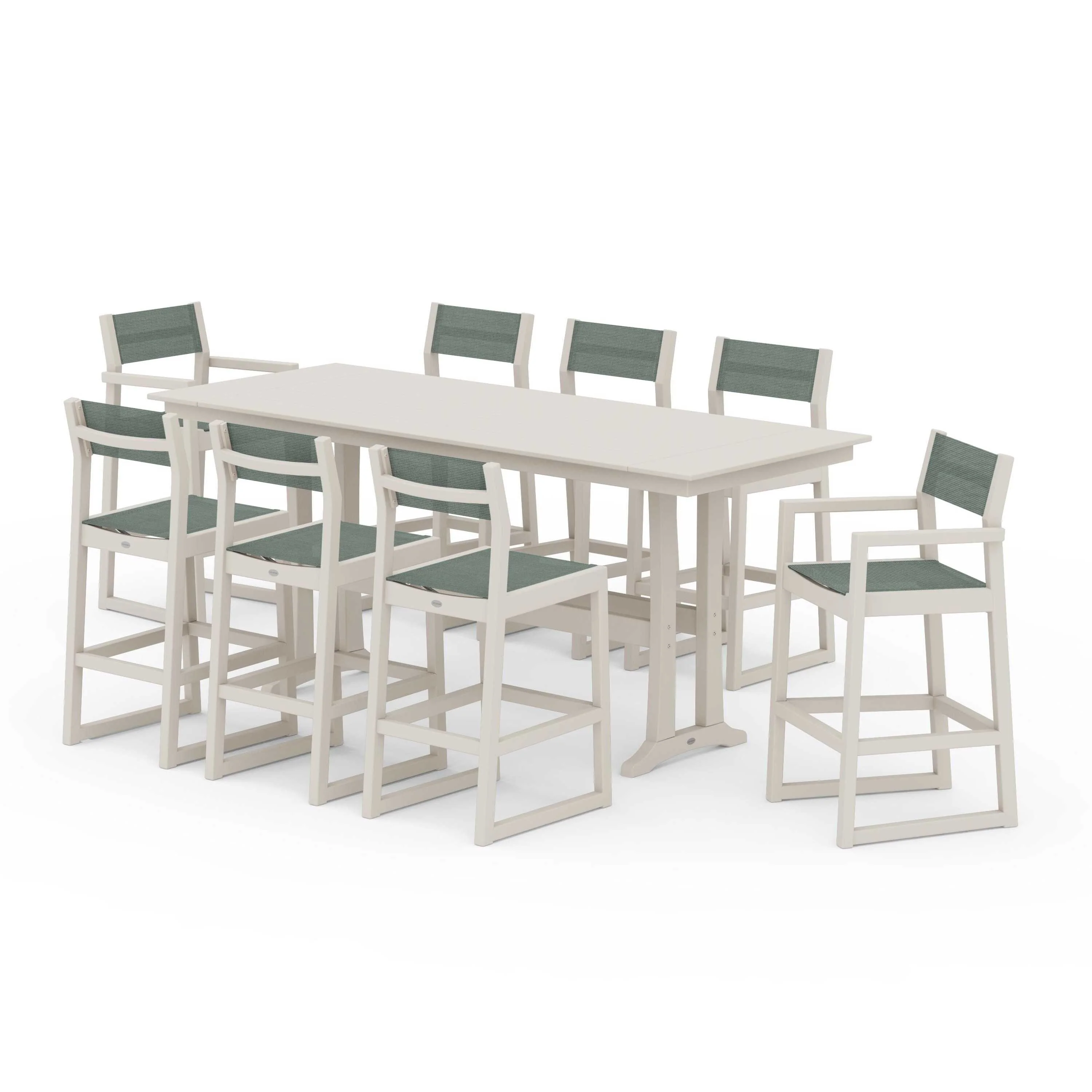 EDGE Sling 9-Piece Farmhouse Bar Set with Trestle Legs - Image 69
