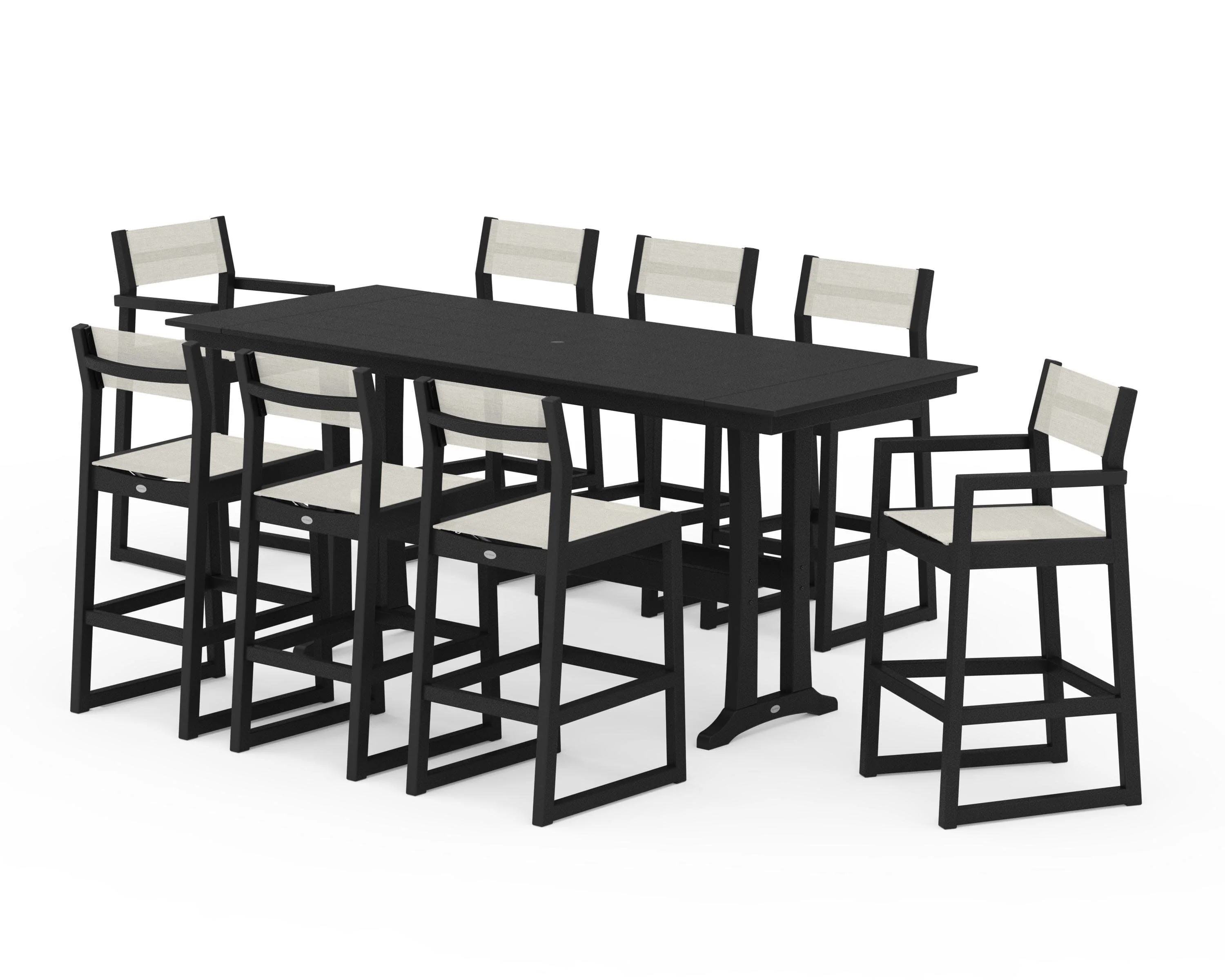 EDGE Sling 9-Piece Farmhouse Bar Set with Trestle Legs - Image 7