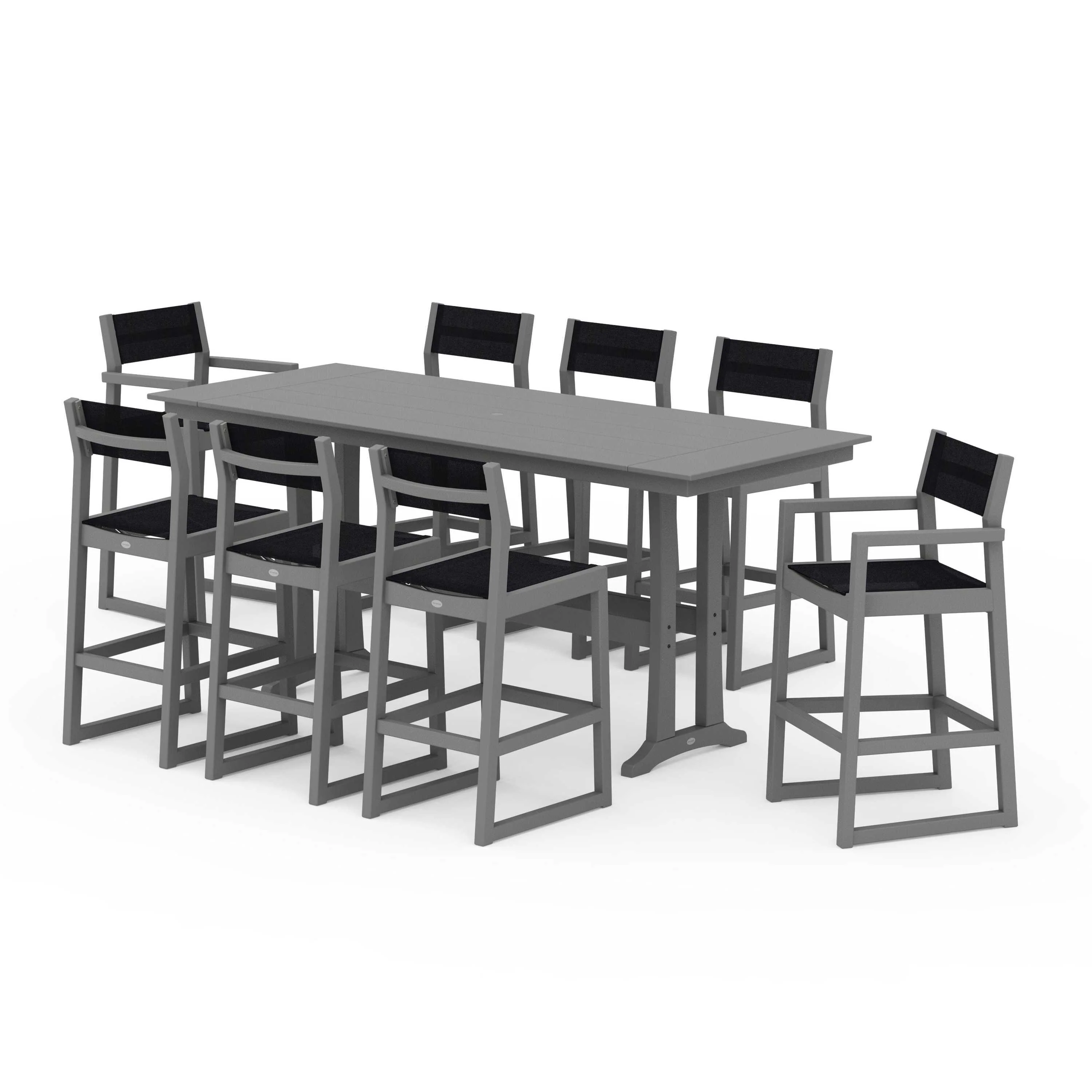 EDGE Sling 9-Piece Farmhouse Bar Set with Trestle Legs - Image 75