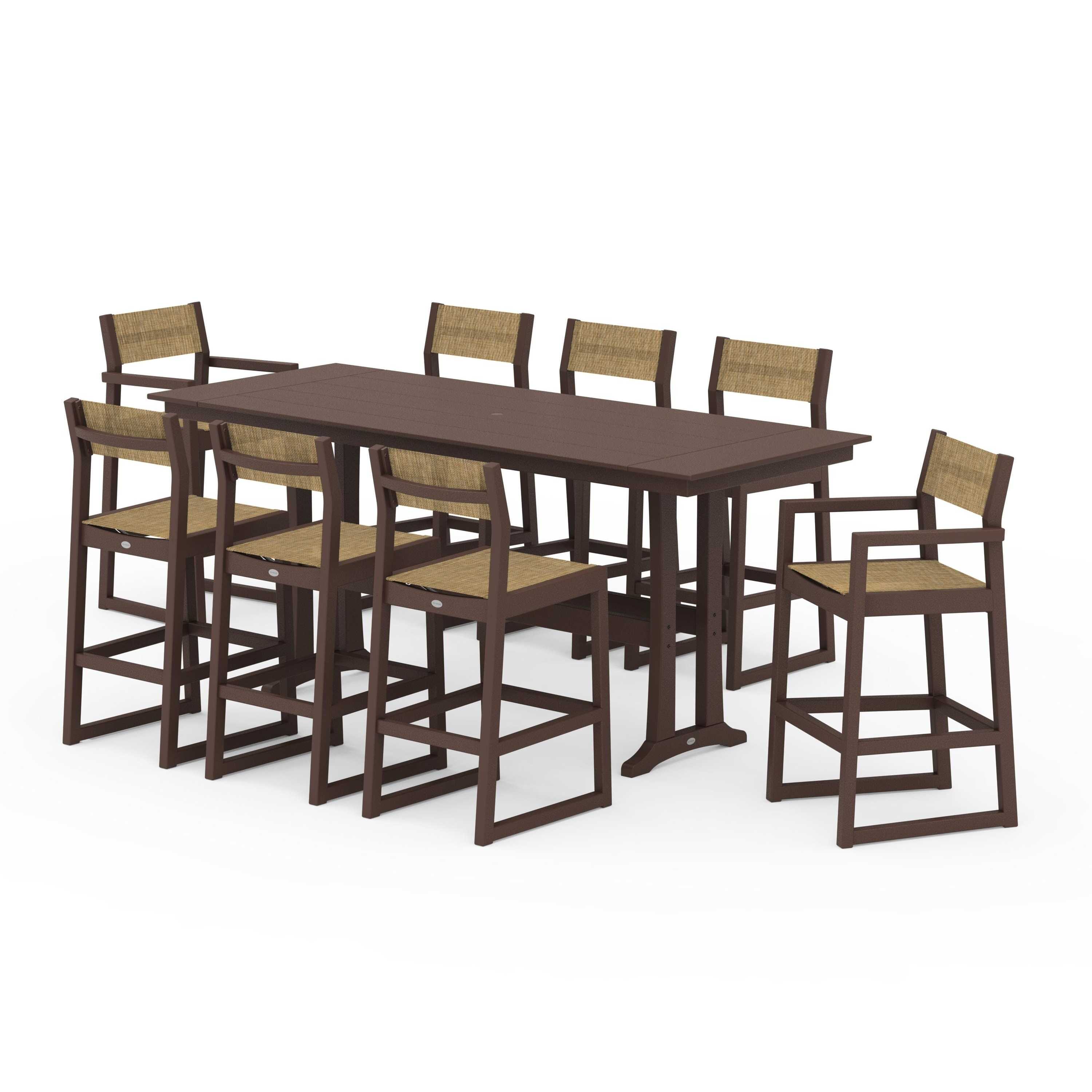 EDGE Sling 9-Piece Farmhouse Bar Set with Trestle Legs - Image 76