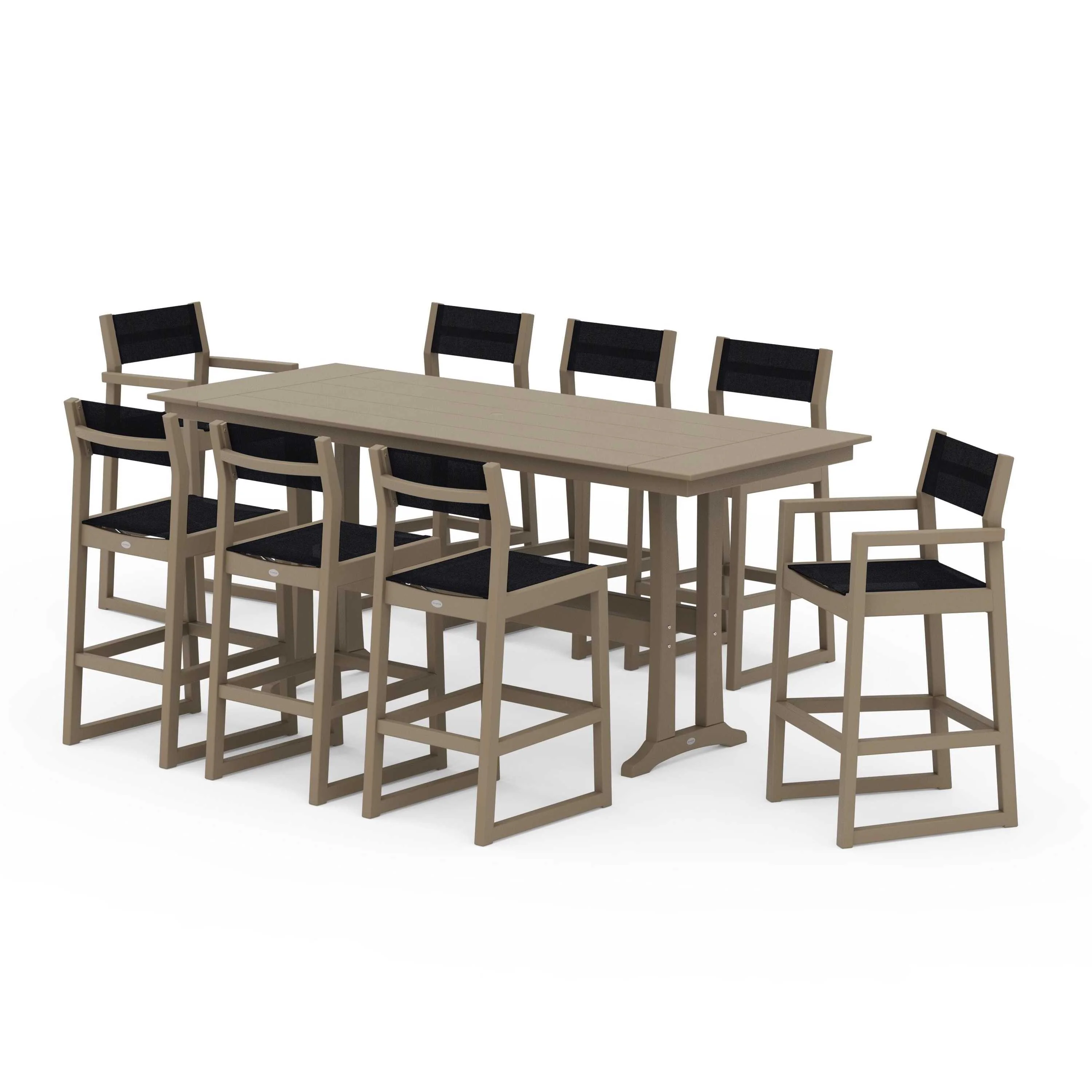 EDGE Sling 9-Piece Farmhouse Bar Set with Trestle Legs - Image 79