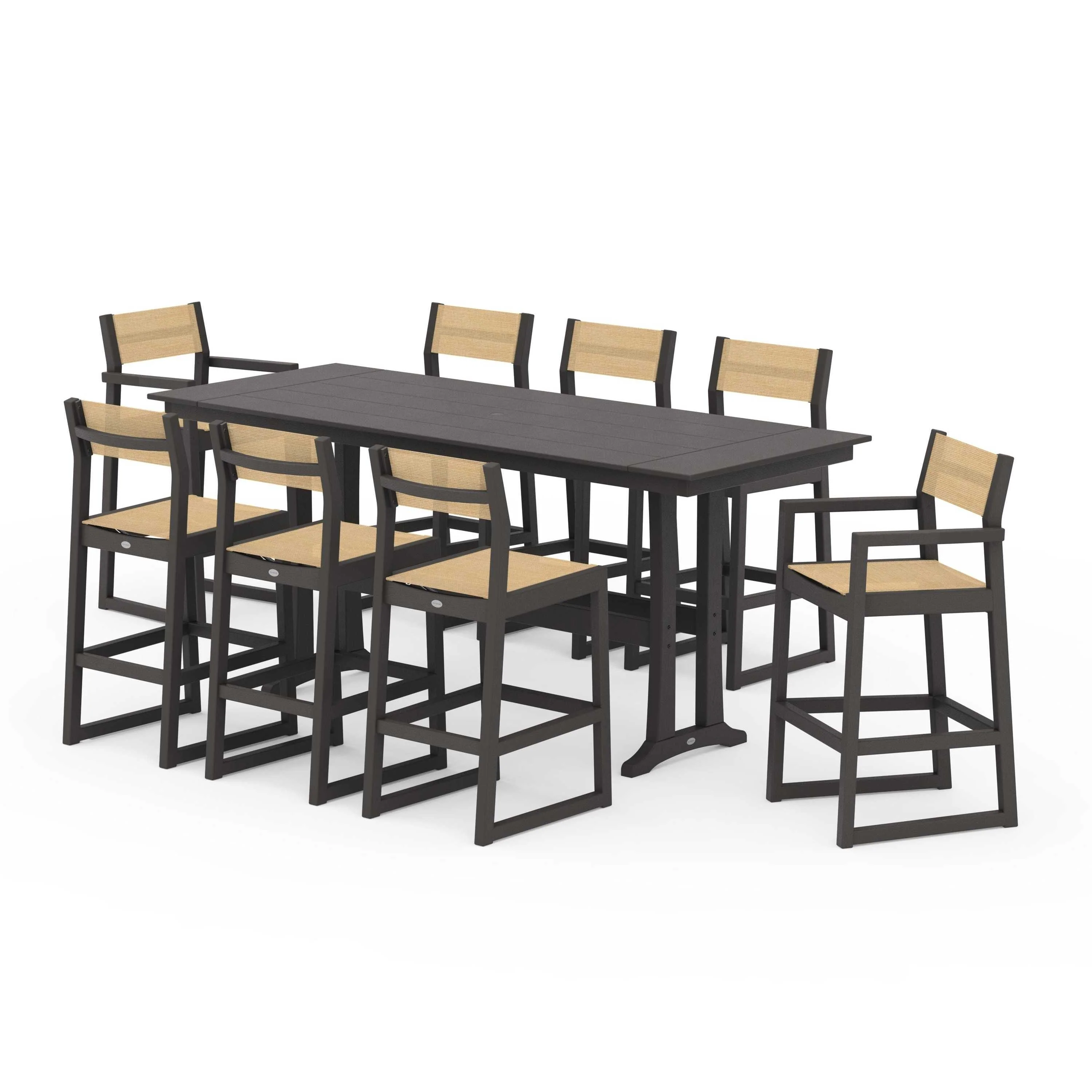 EDGE Sling 9-Piece Farmhouse Bar Set with Trestle Legs - Image 84