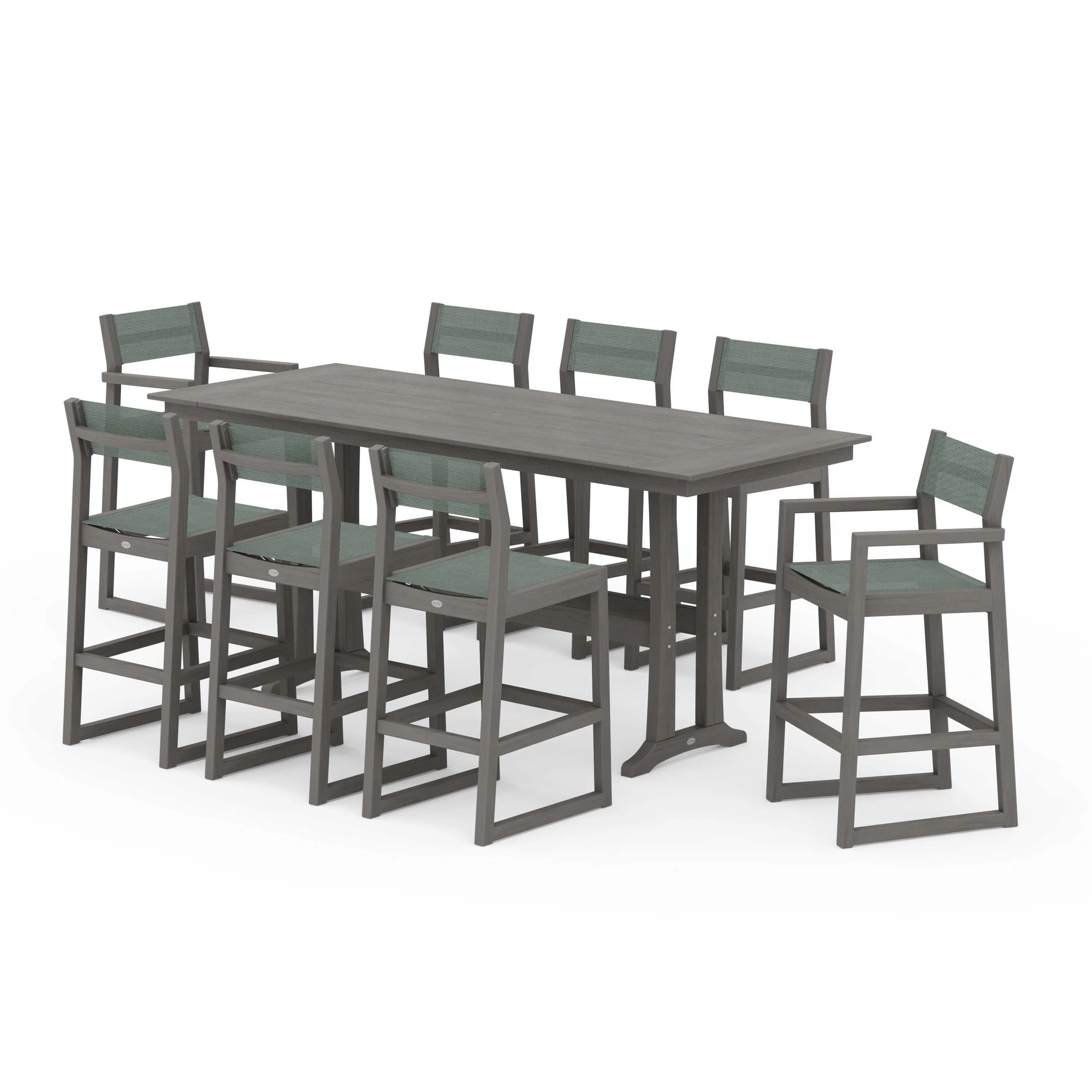 EDGE Sling 9-Piece Farmhouse Bar Set with Trestle Legs - Image 89