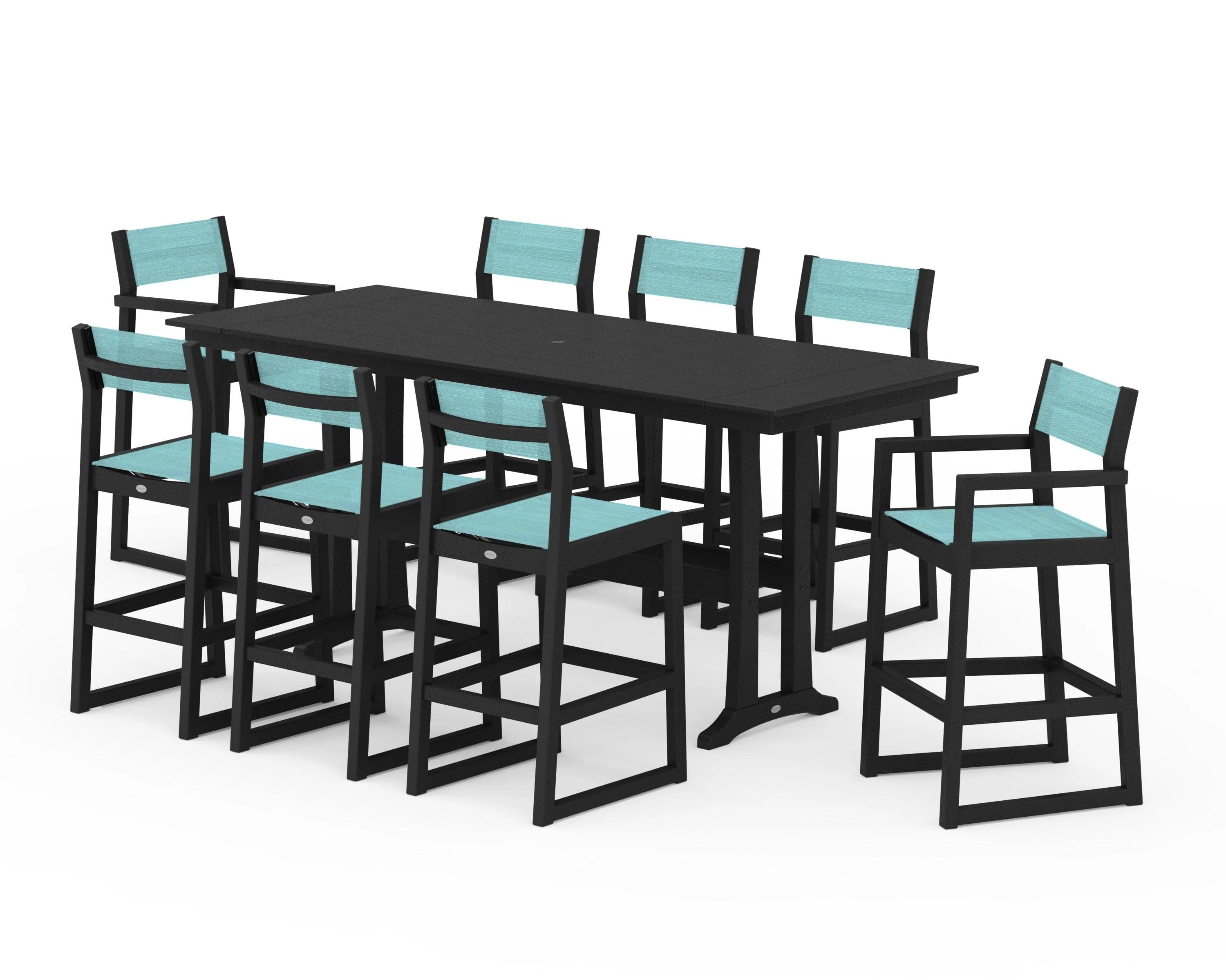 EDGE Sling 9-Piece Farmhouse Bar Set with Trestle Legs - Image 9