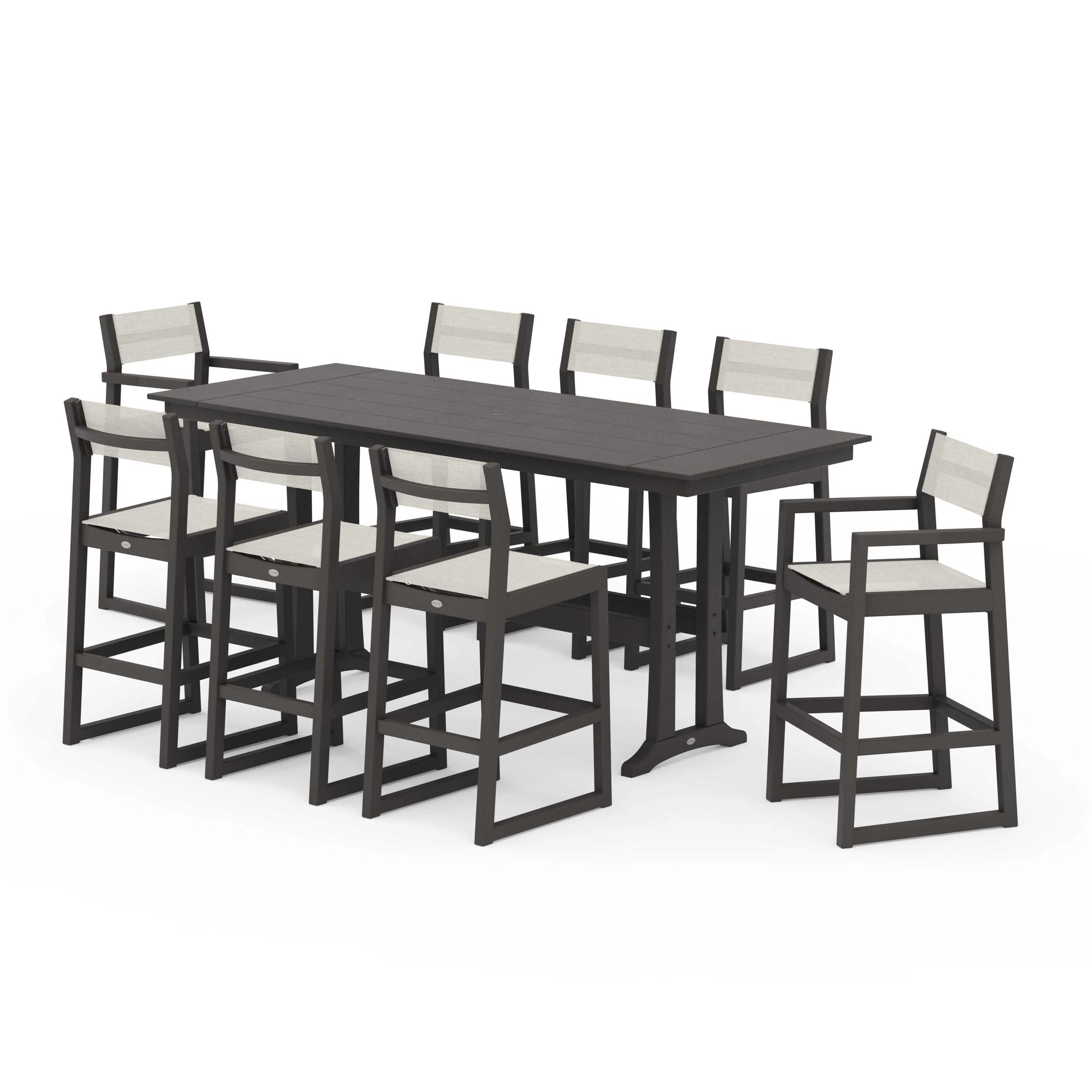 EDGE Sling 9-Piece Farmhouse Bar Set with Trestle Legs - Image 92