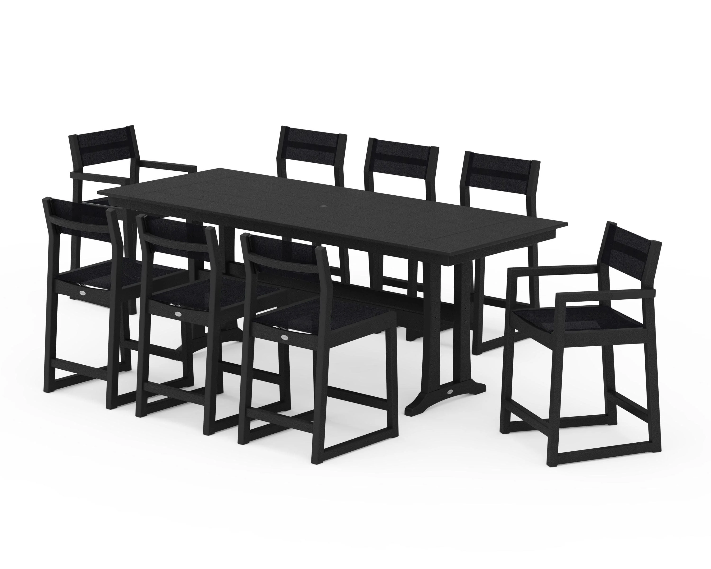 EDGE Sling 9-Piece Farmhouse Counter Set with Trestle Legs - Image 10