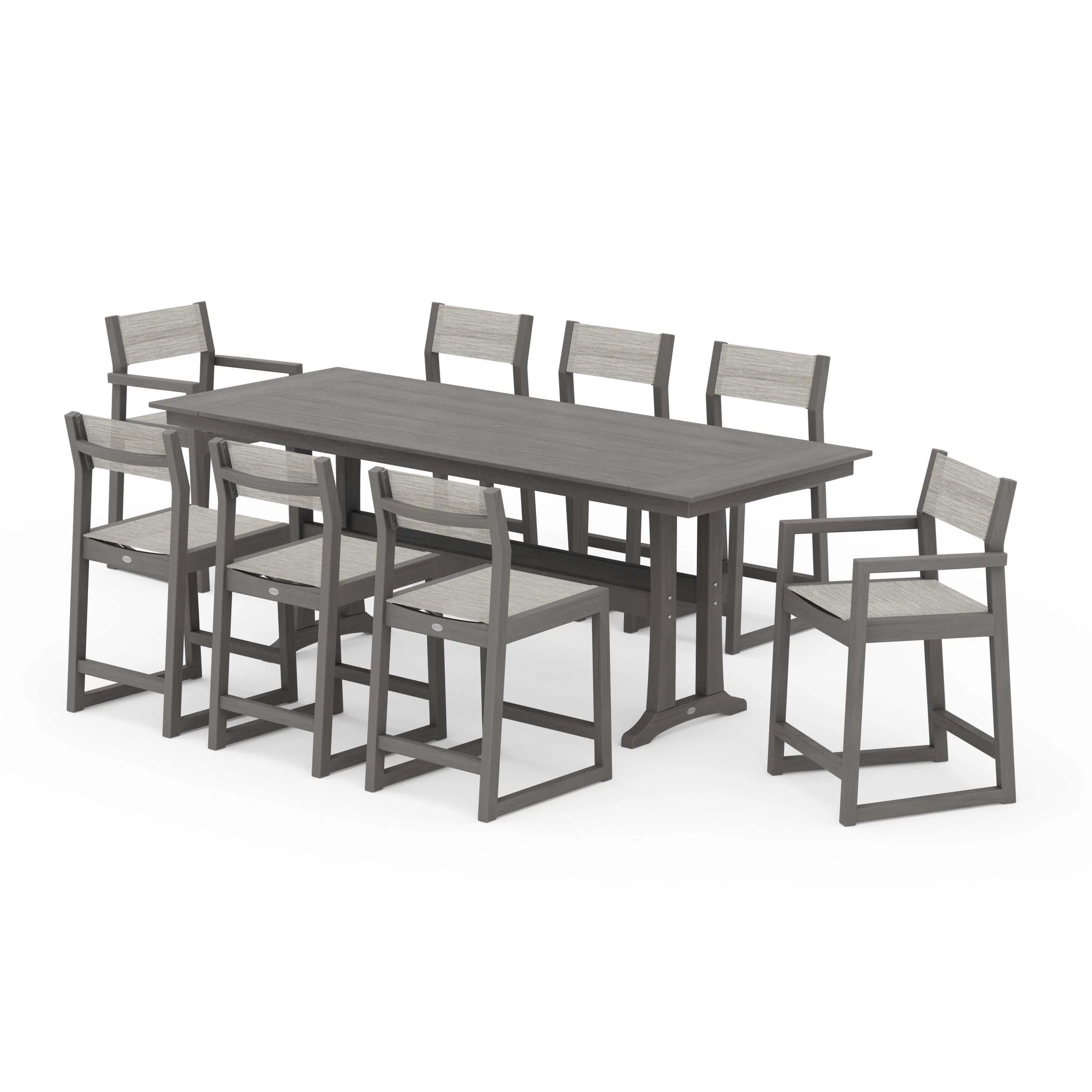 EDGE Sling 9-Piece Farmhouse Counter Set with Trestle Legs - Image 105