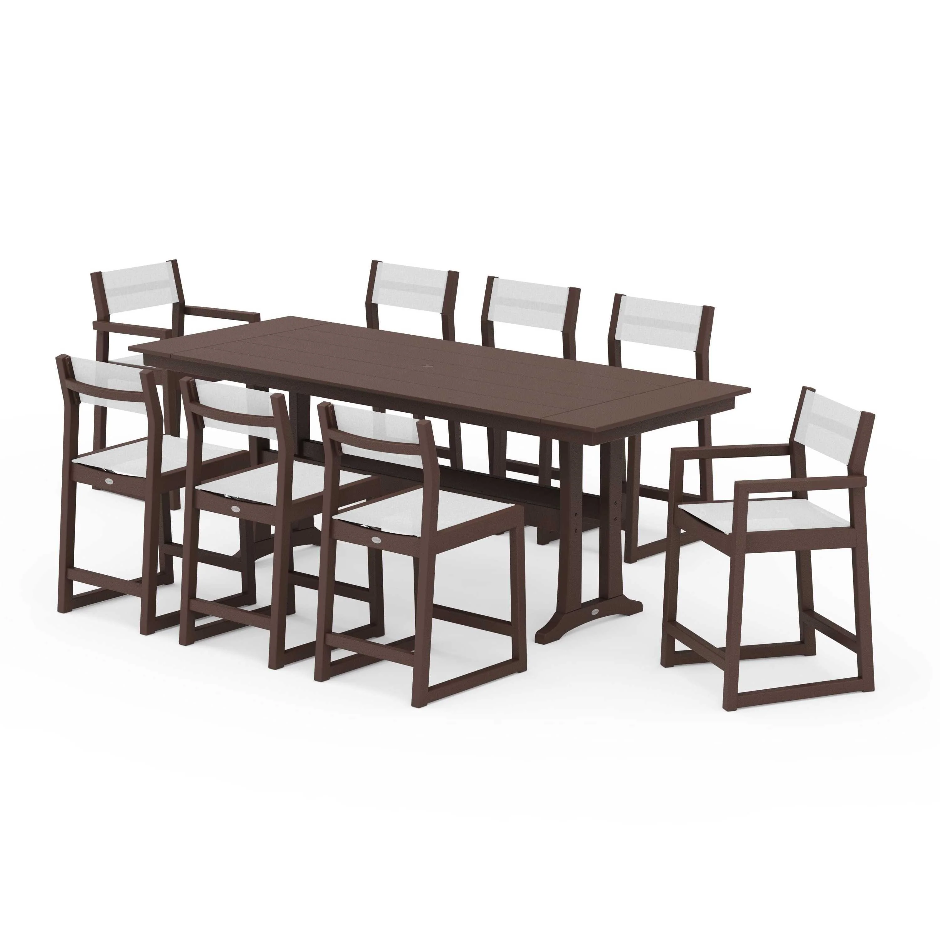 EDGE Sling 9-Piece Farmhouse Counter Set with Trestle Legs - Image 108