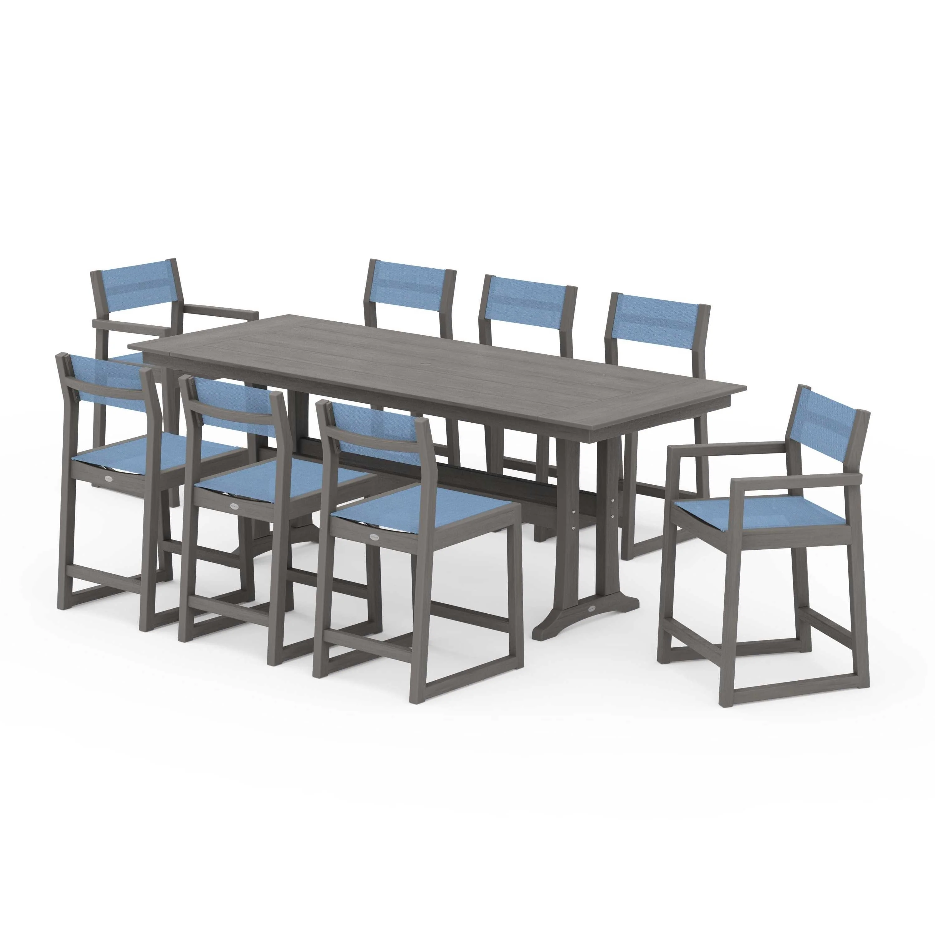 EDGE Sling 9-Piece Farmhouse Counter Set with Trestle Legs - Image 114