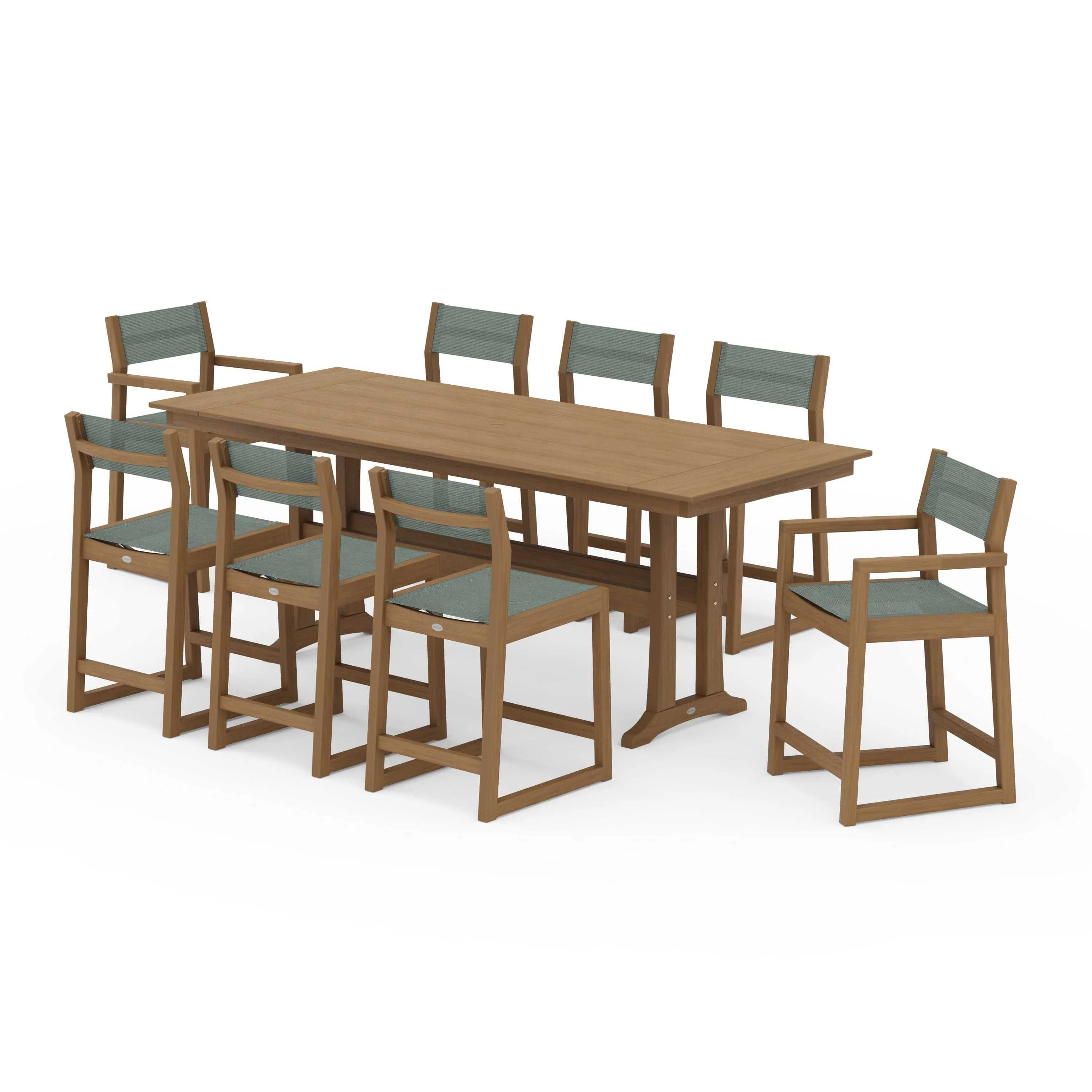 EDGE Sling 9-Piece Farmhouse Counter Set with Trestle Legs - Image 118