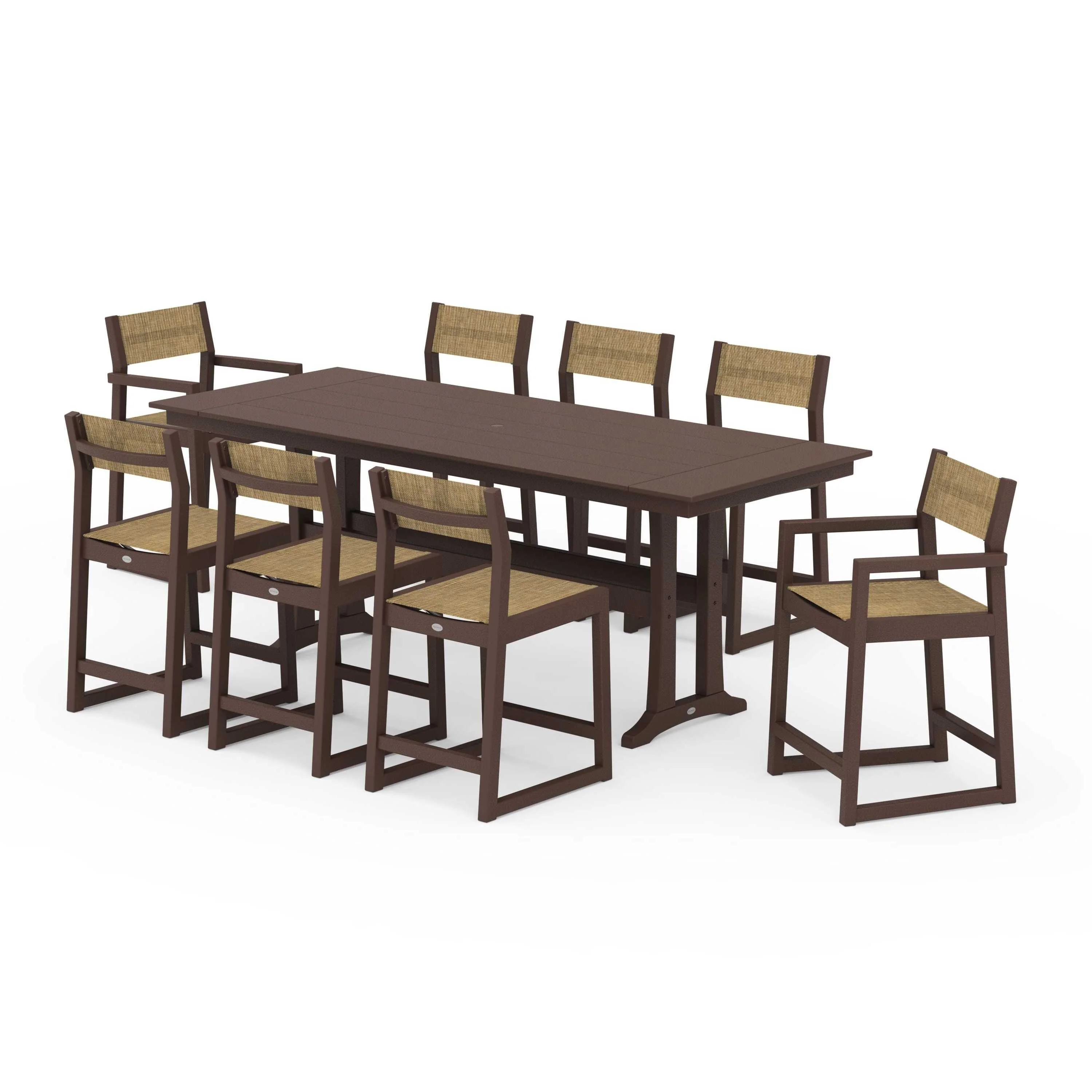 EDGE Sling 9-Piece Farmhouse Counter Set with Trestle Legs - Image 119