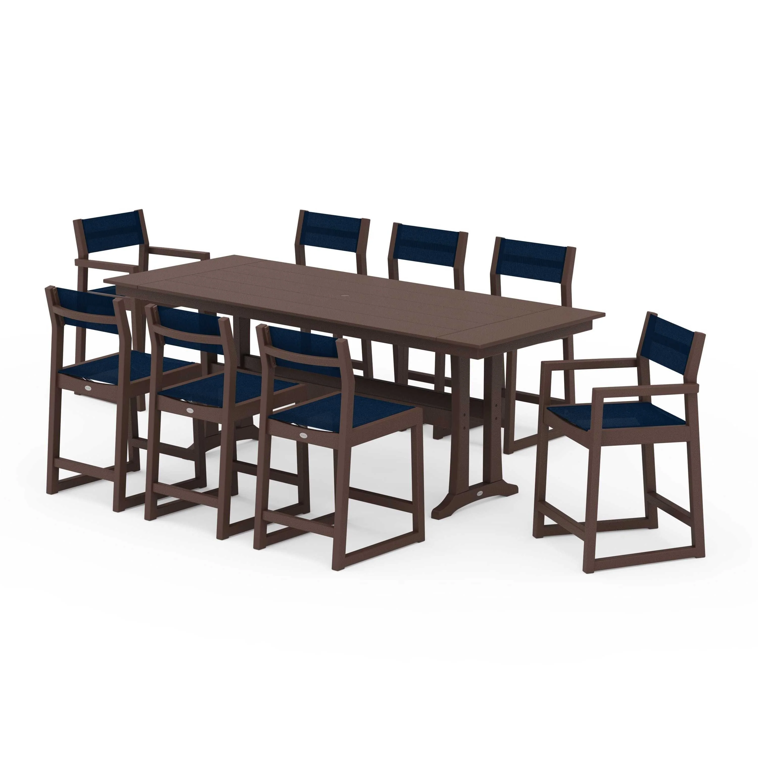 EDGE Sling 9-Piece Farmhouse Counter Set with Trestle Legs - Image 128