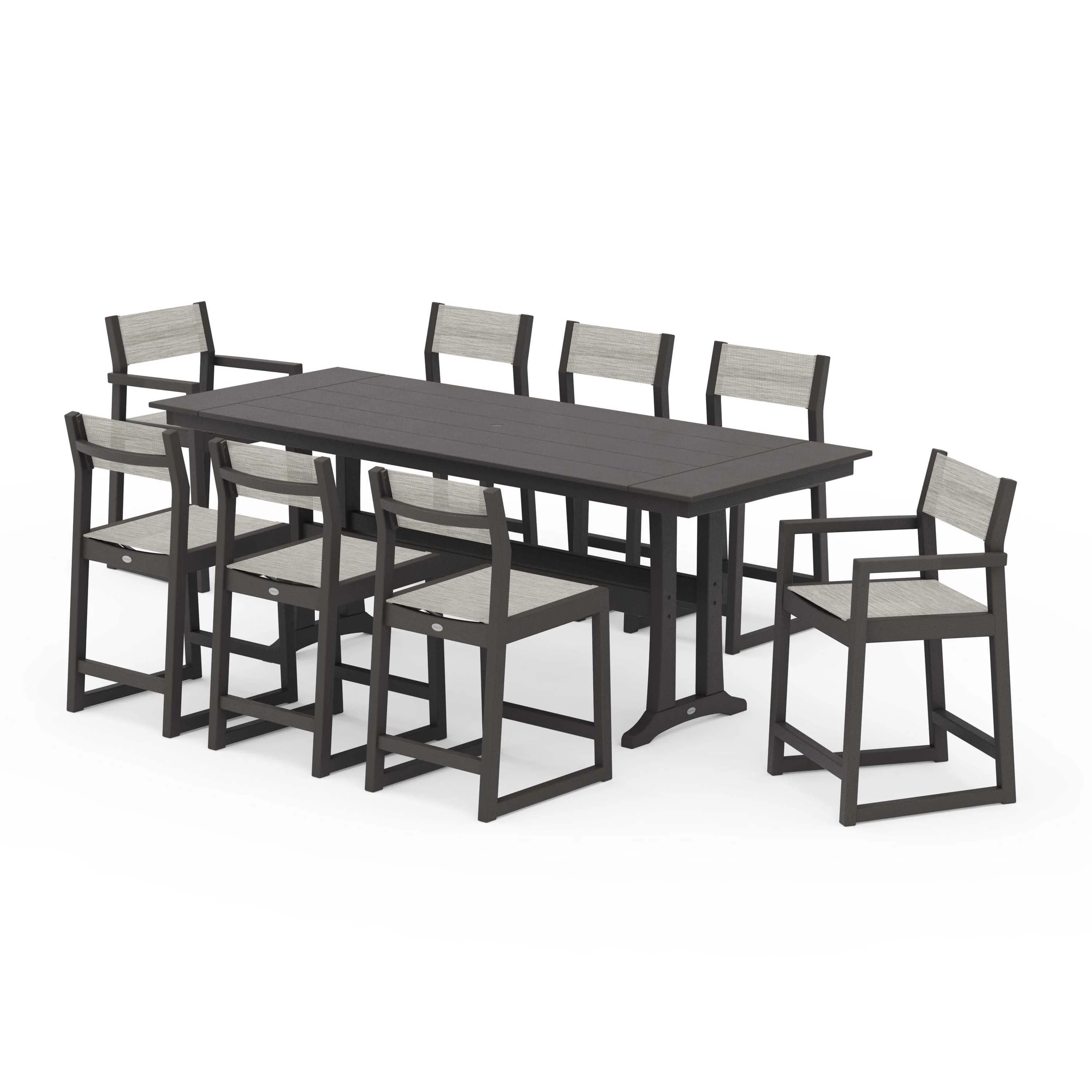 EDGE Sling 9-Piece Farmhouse Counter Set with Trestle Legs - Image 130