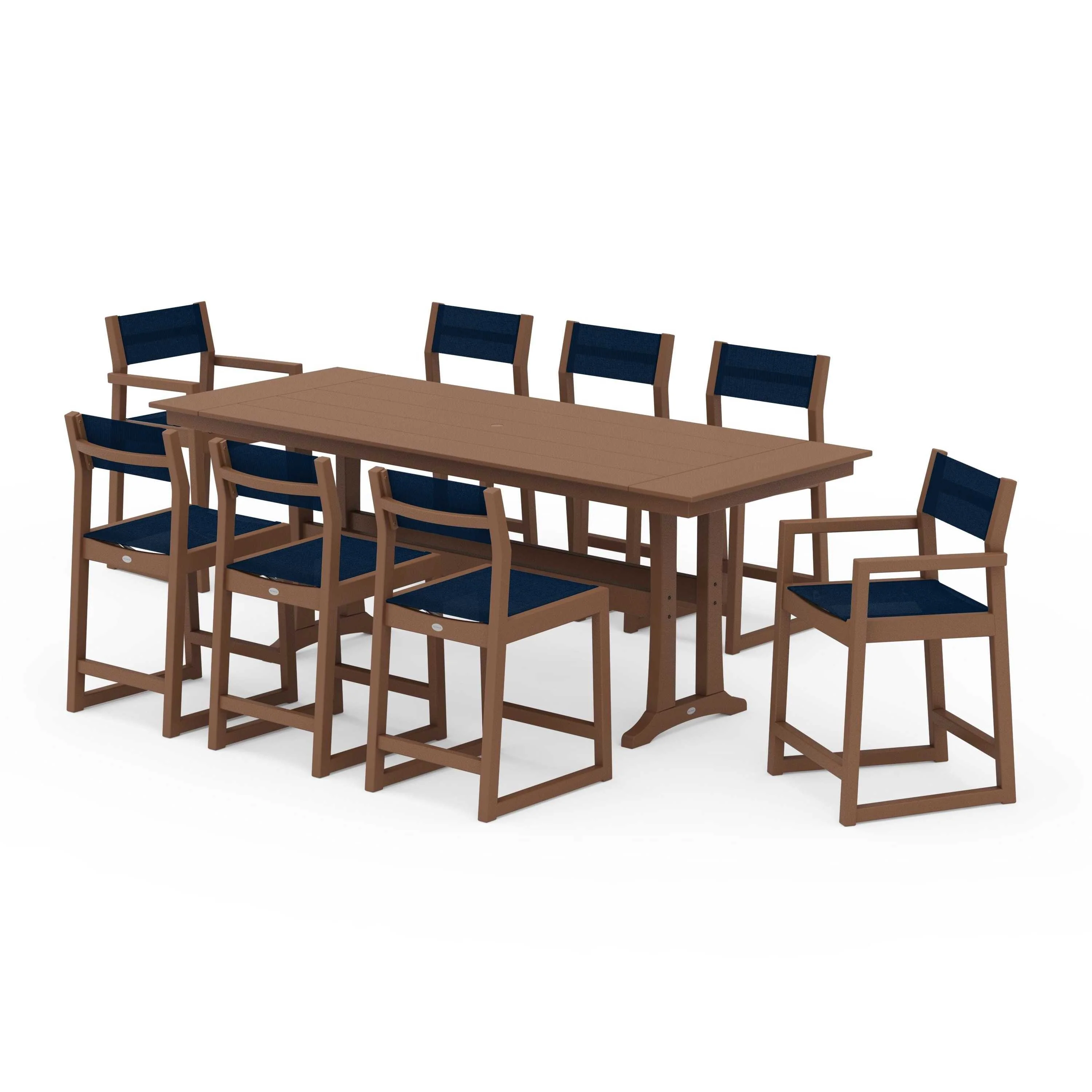 EDGE Sling 9-Piece Farmhouse Counter Set with Trestle Legs - Image 137