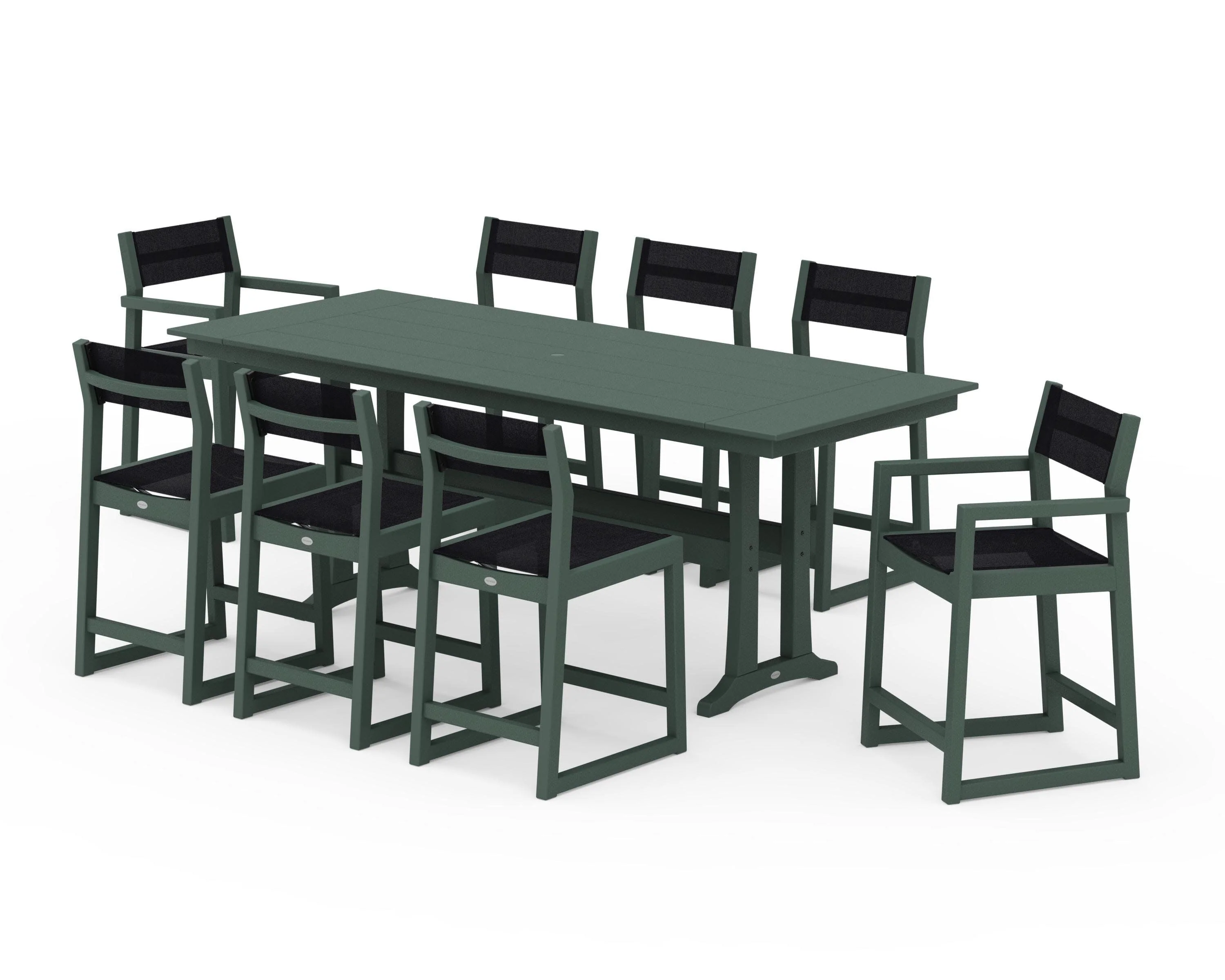 EDGE Sling 9-Piece Farmhouse Counter Set with Trestle Legs - Image 21