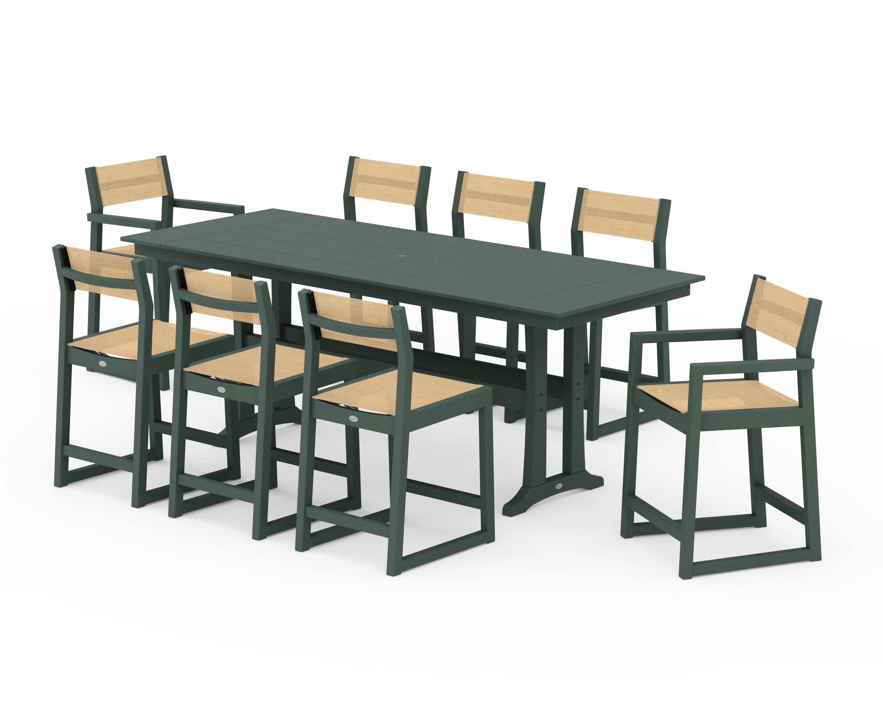 EDGE Sling 9-Piece Farmhouse Counter Set with Trestle Legs - Image 22