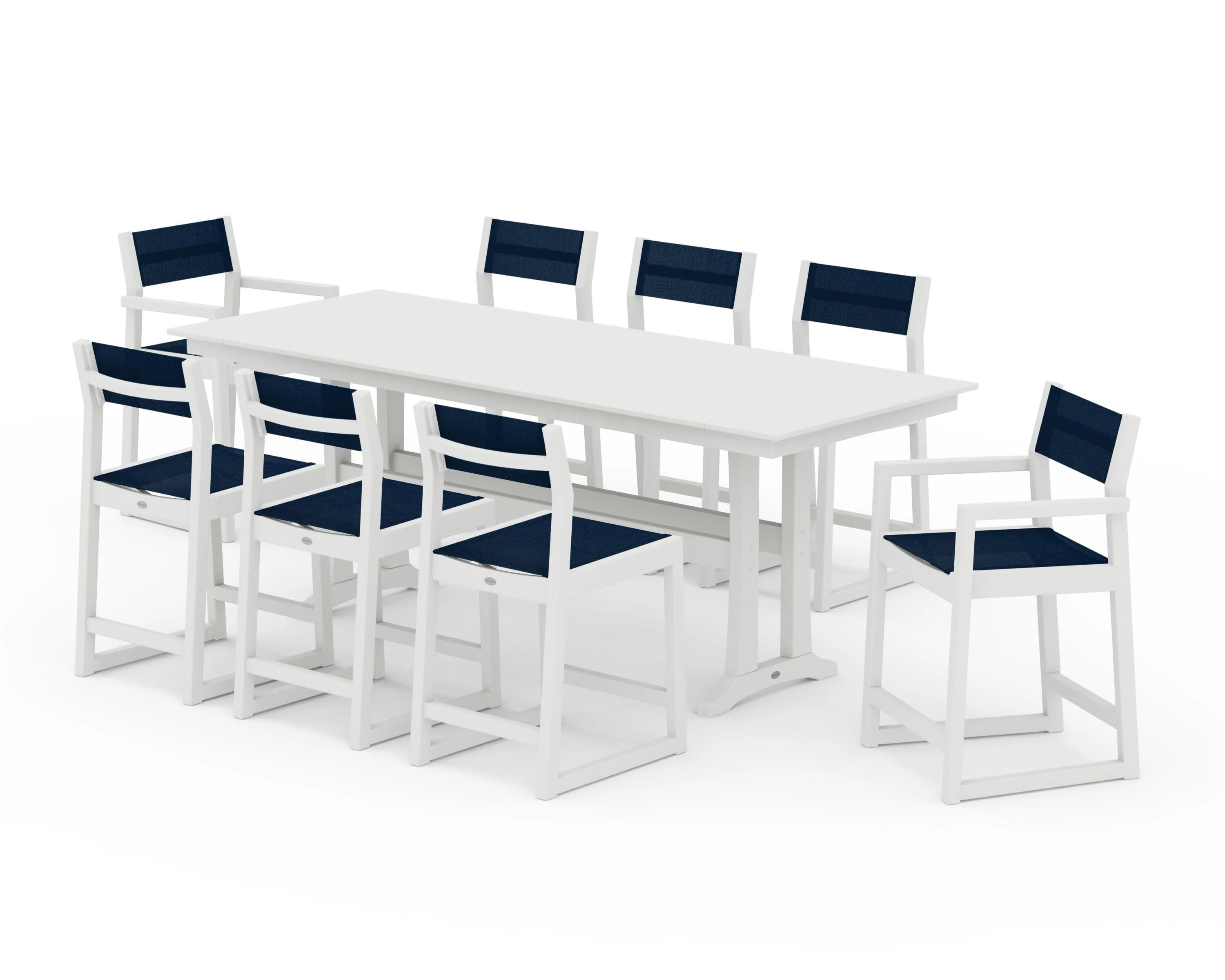EDGE Sling 9-Piece Farmhouse Counter Set with Trestle Legs - Image 25