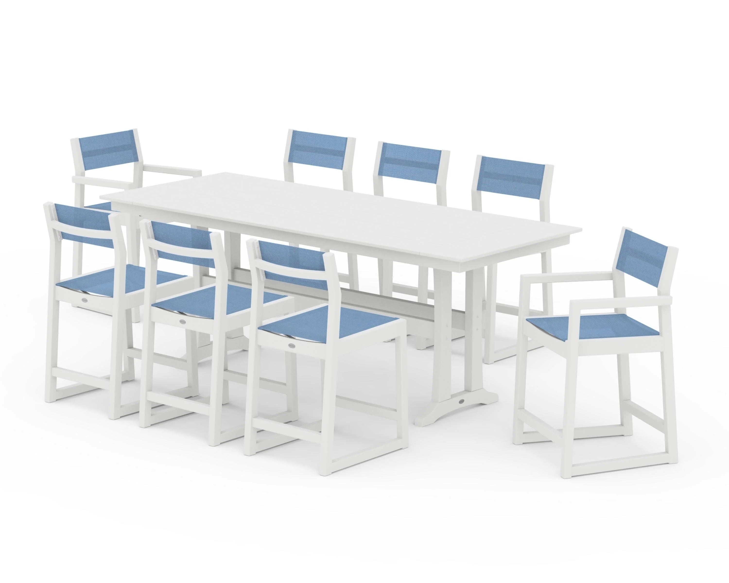 EDGE Sling 9-Piece Farmhouse Counter Set with Trestle Legs - Image 38