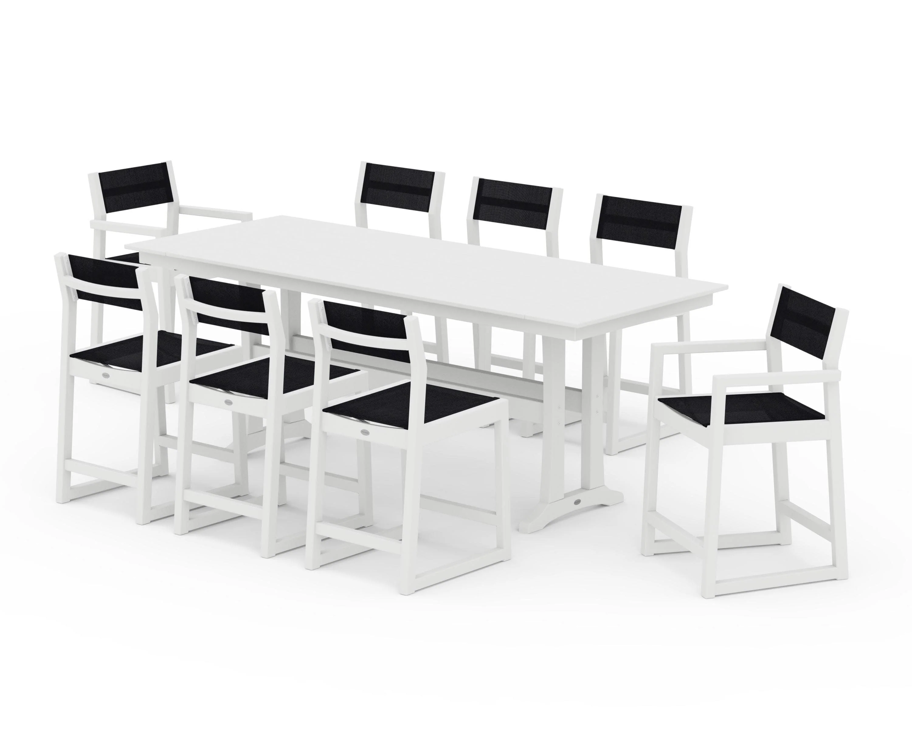EDGE Sling 9-Piece Farmhouse Counter Set with Trestle Legs - Image 42