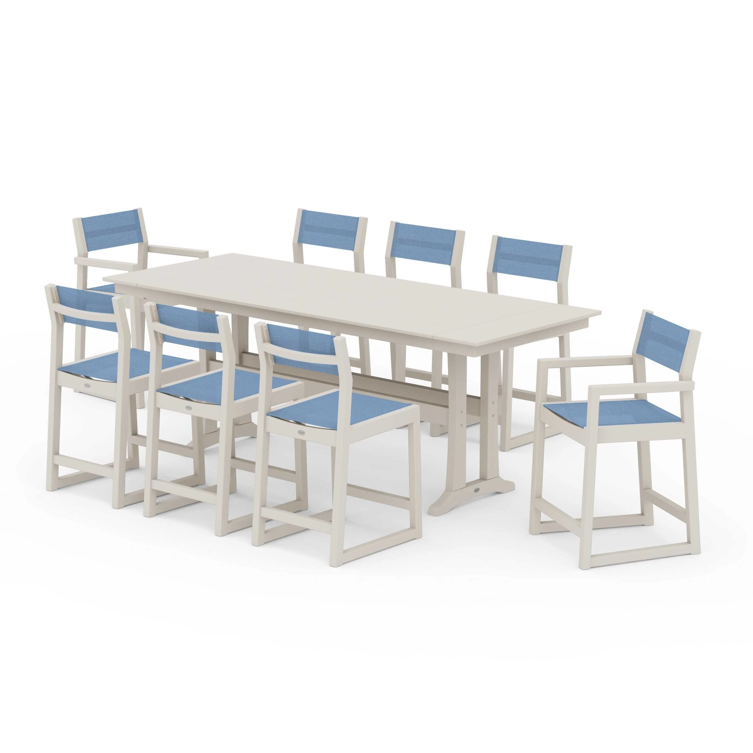 EDGE Sling 9-Piece Farmhouse Counter Set with Trestle Legs - Image 48