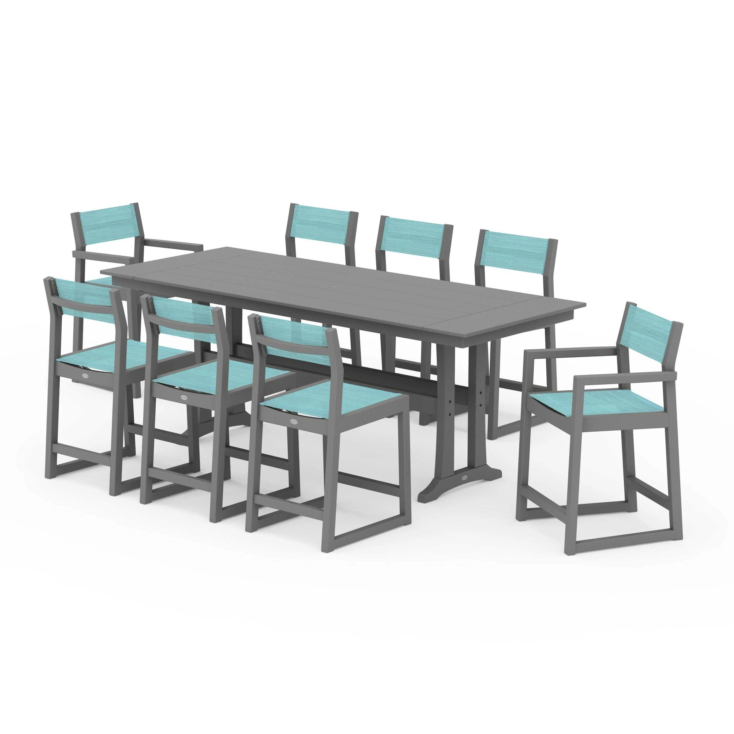 EDGE Sling 9-Piece Farmhouse Counter Set with Trestle Legs - Image 52