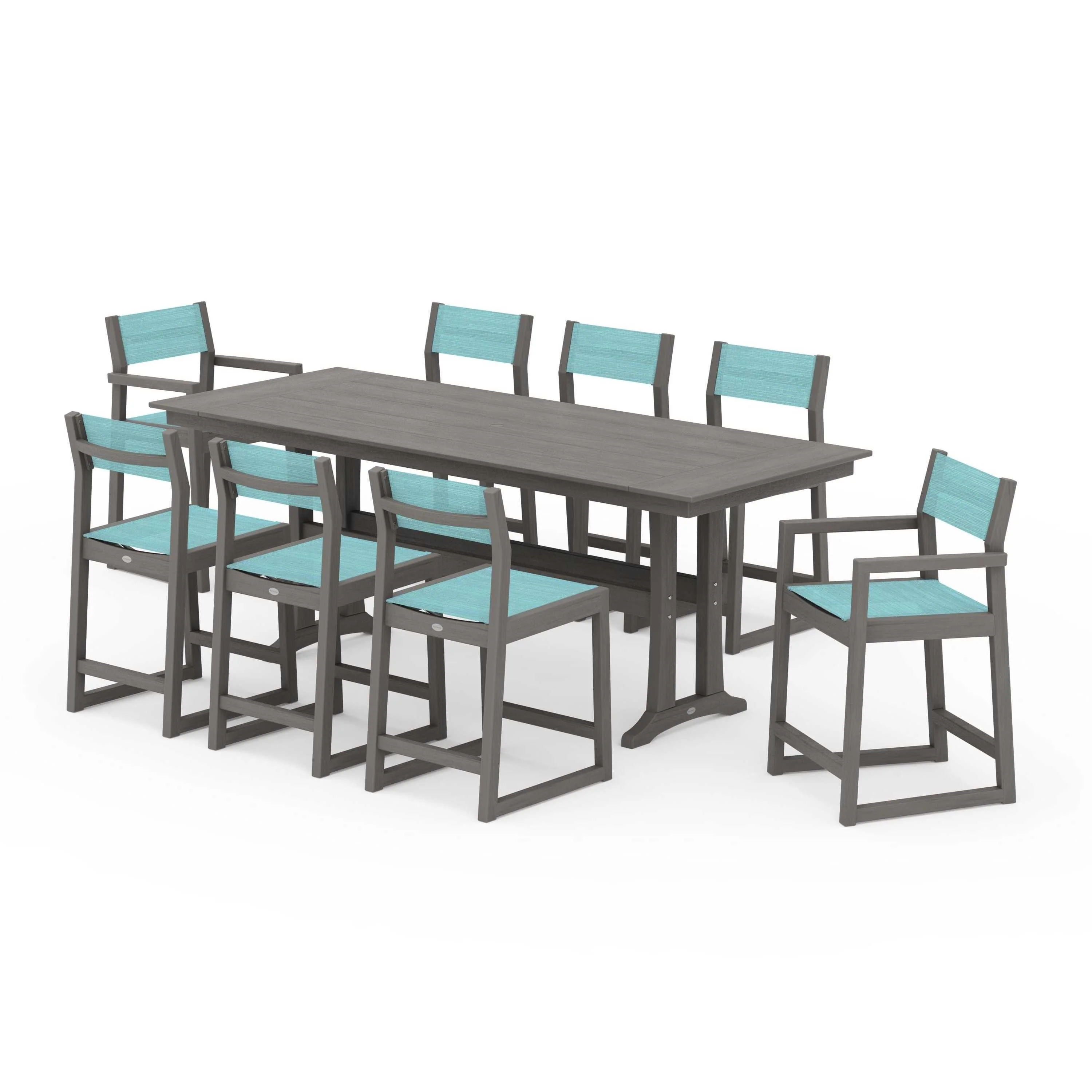 EDGE Sling 9-Piece Farmhouse Counter Set with Trestle Legs - Image 65