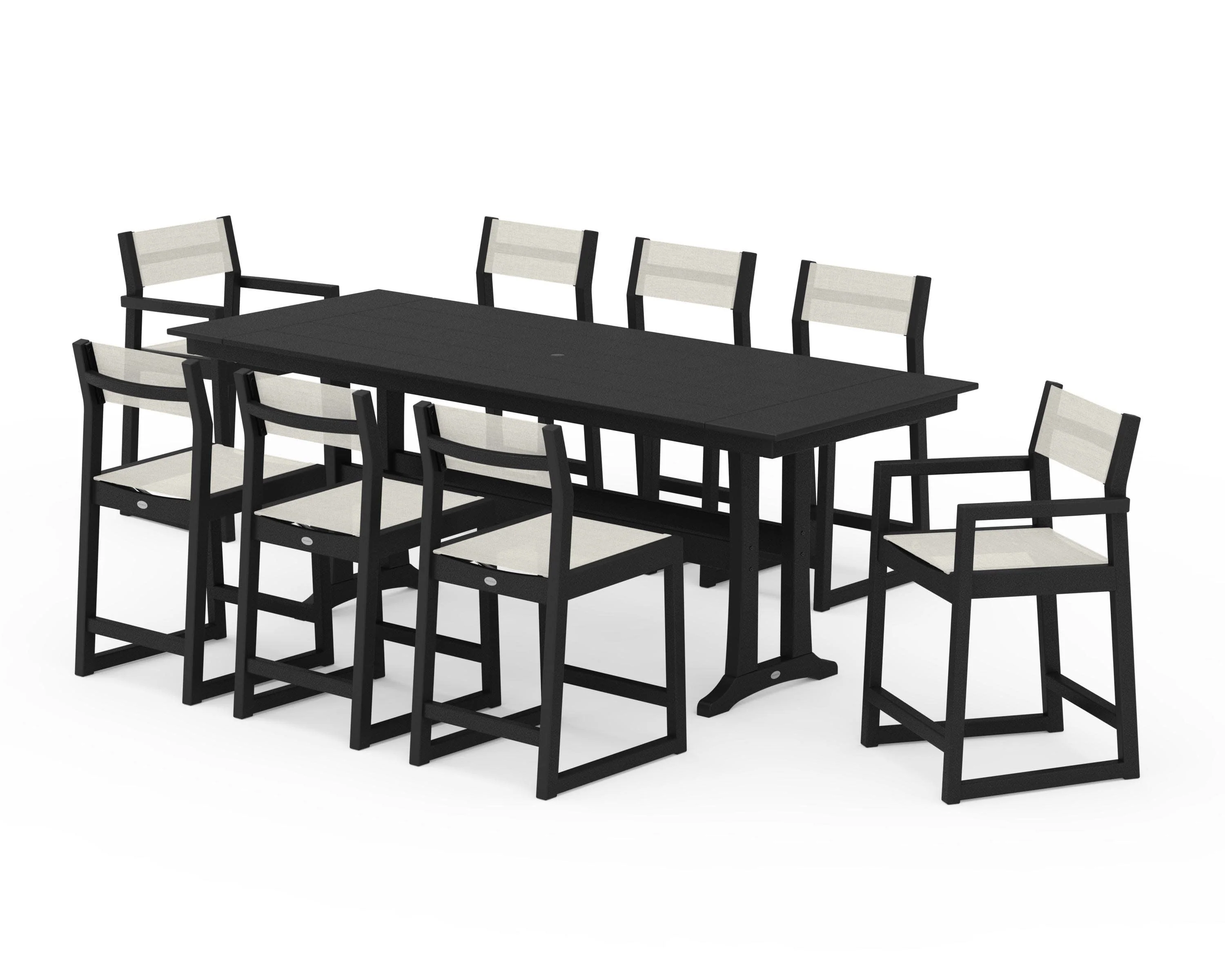 EDGE Sling 9-Piece Farmhouse Counter Set with Trestle Legs - Image 7