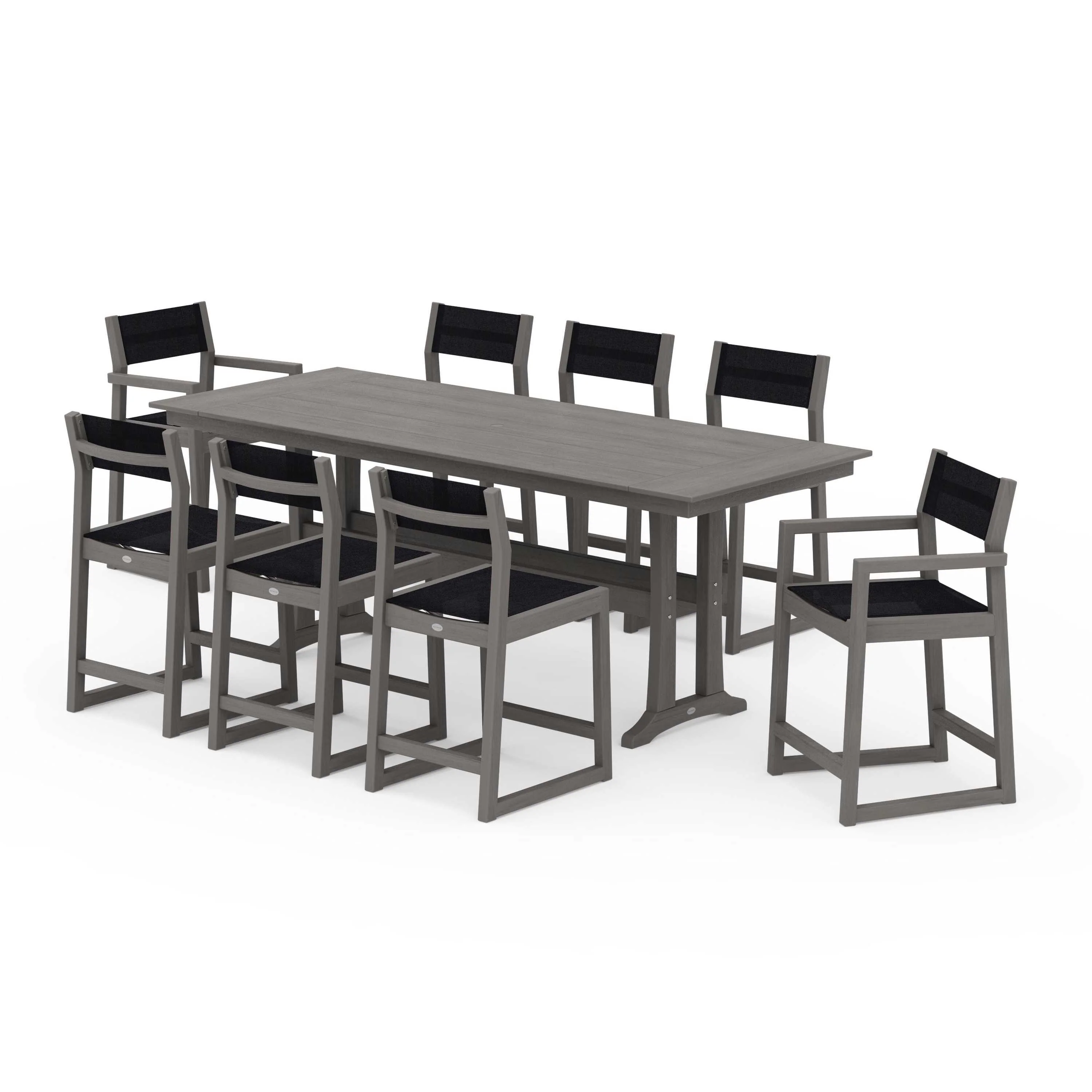 EDGE Sling 9-Piece Farmhouse Counter Set with Trestle Legs - Image 83