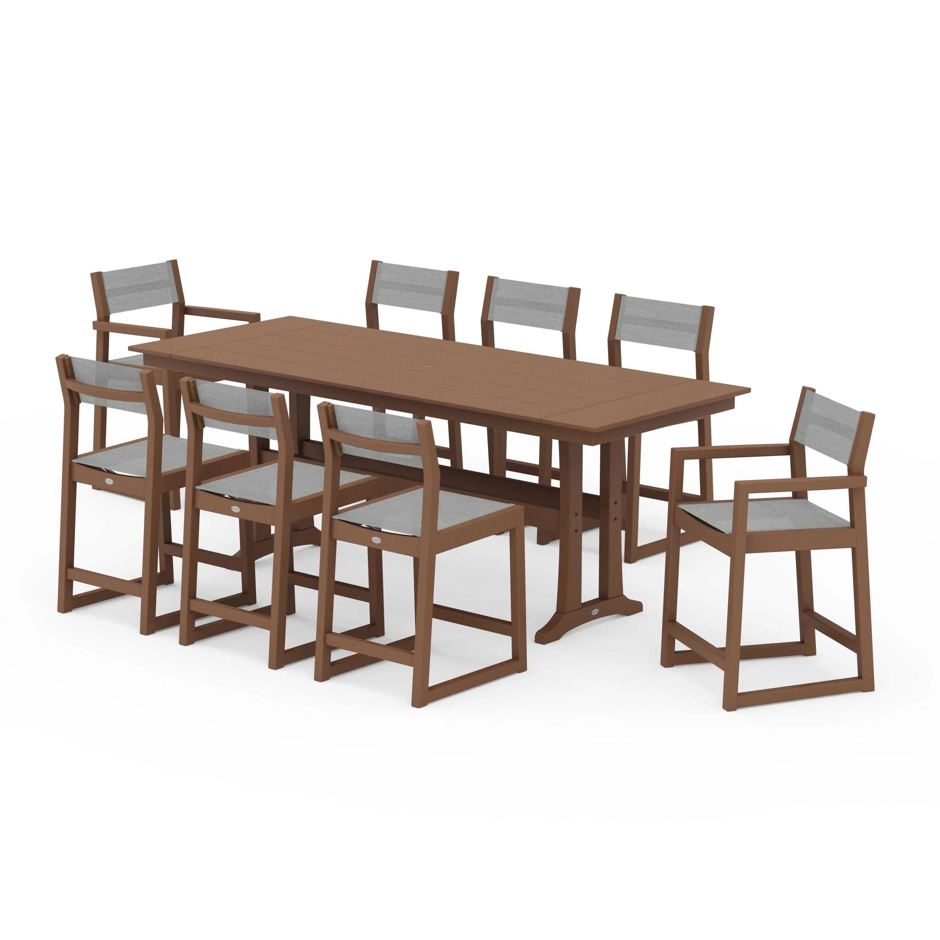 EDGE Sling 9-Piece Farmhouse Counter Set with Trestle Legs - Image 94