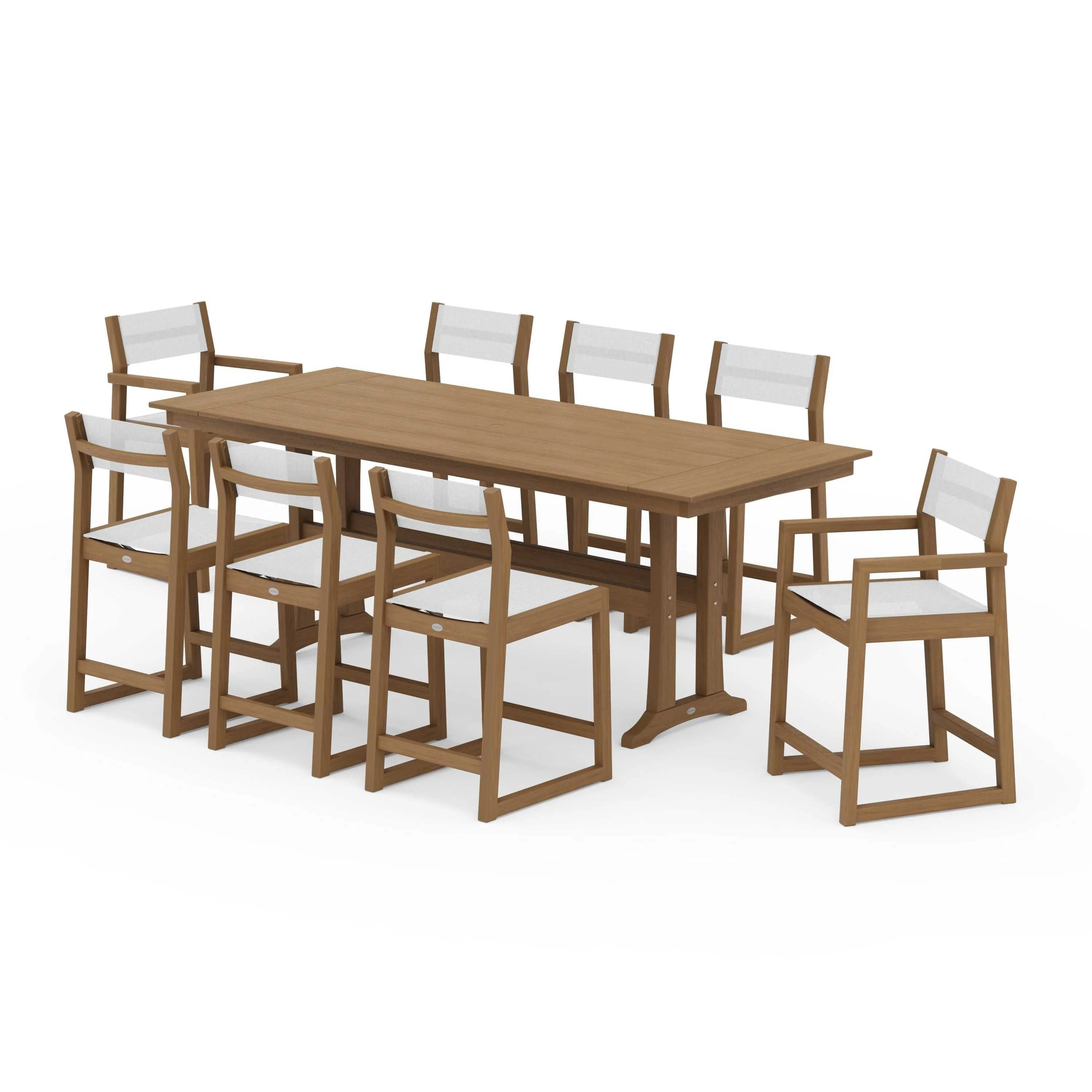 EDGE Sling 9-Piece Farmhouse Counter Set with Trestle Legs - Image 99