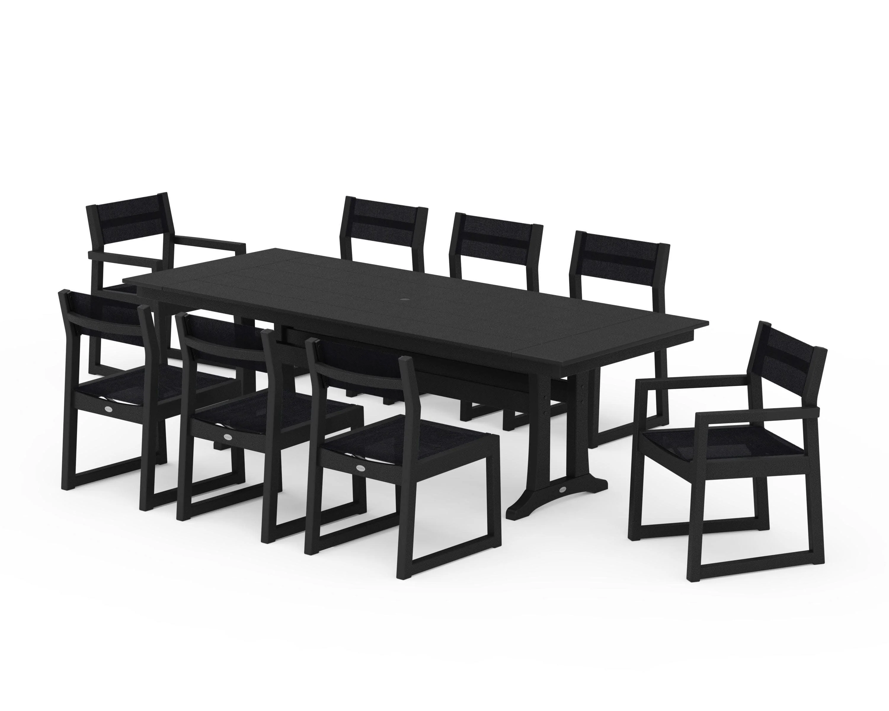 EDGE Sling 9-Piece Farmhouse Trestle Dining Set - Image 10