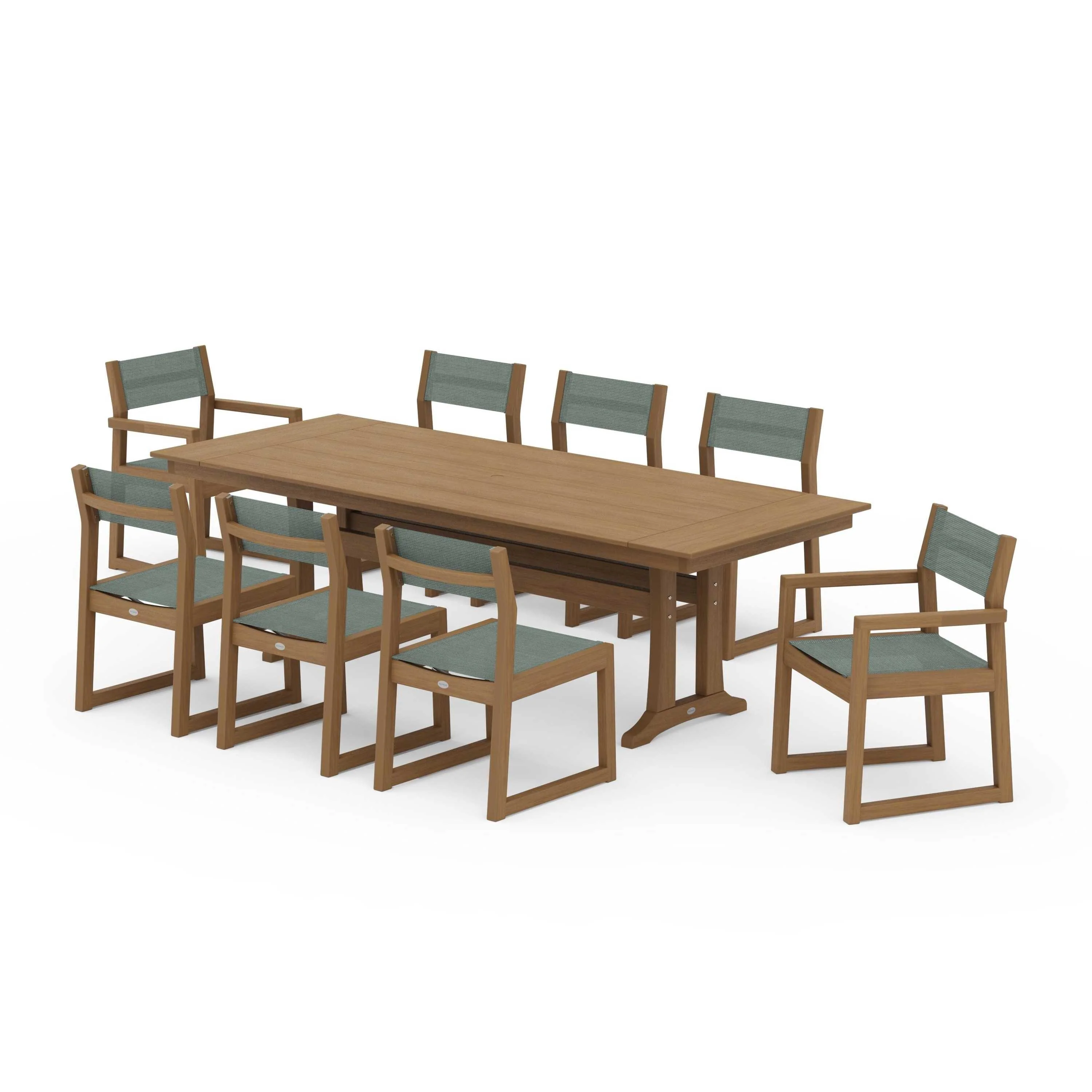 EDGE Sling 9-Piece Farmhouse Trestle Dining Set - Image 103