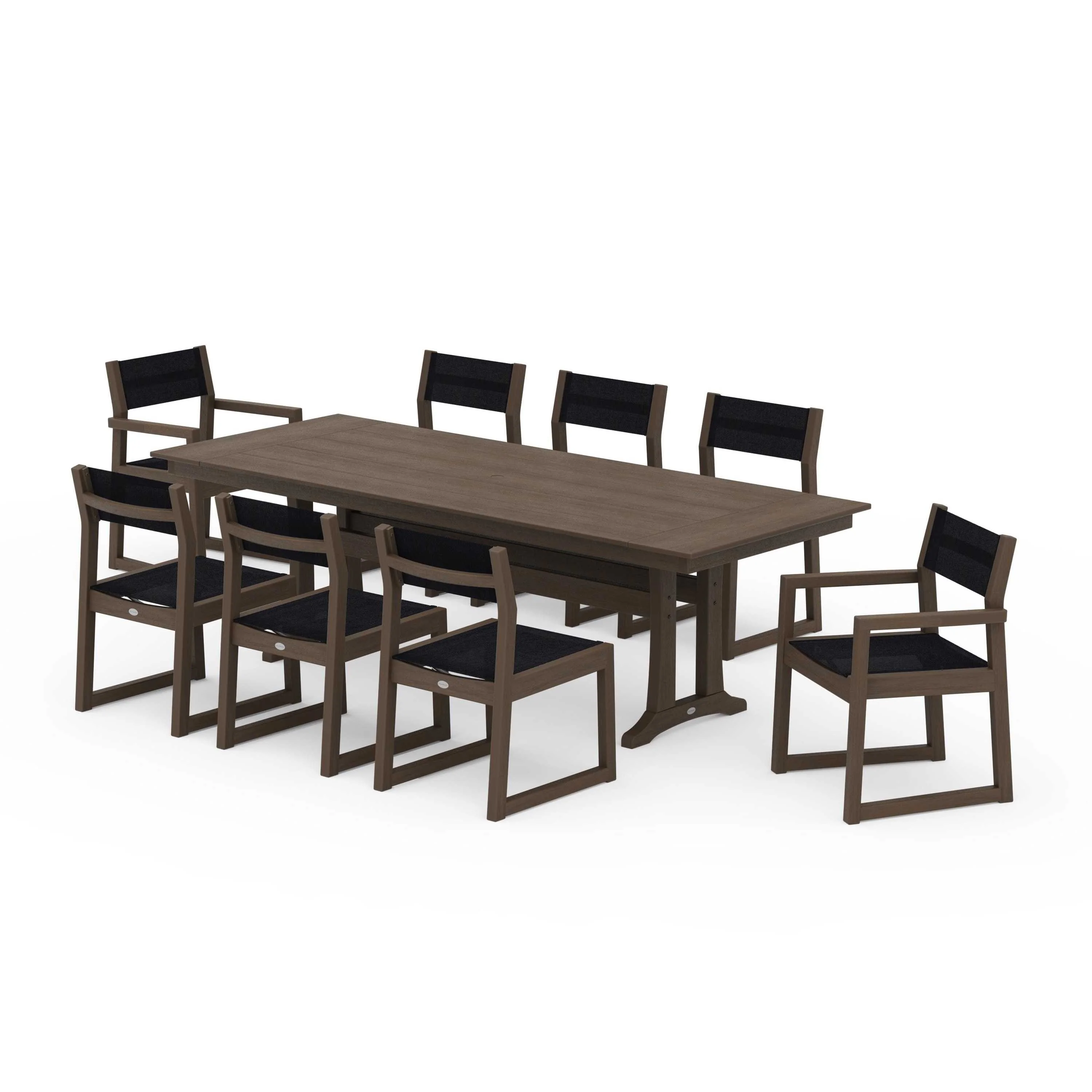 EDGE Sling 9-Piece Farmhouse Trestle Dining Set - Image 105