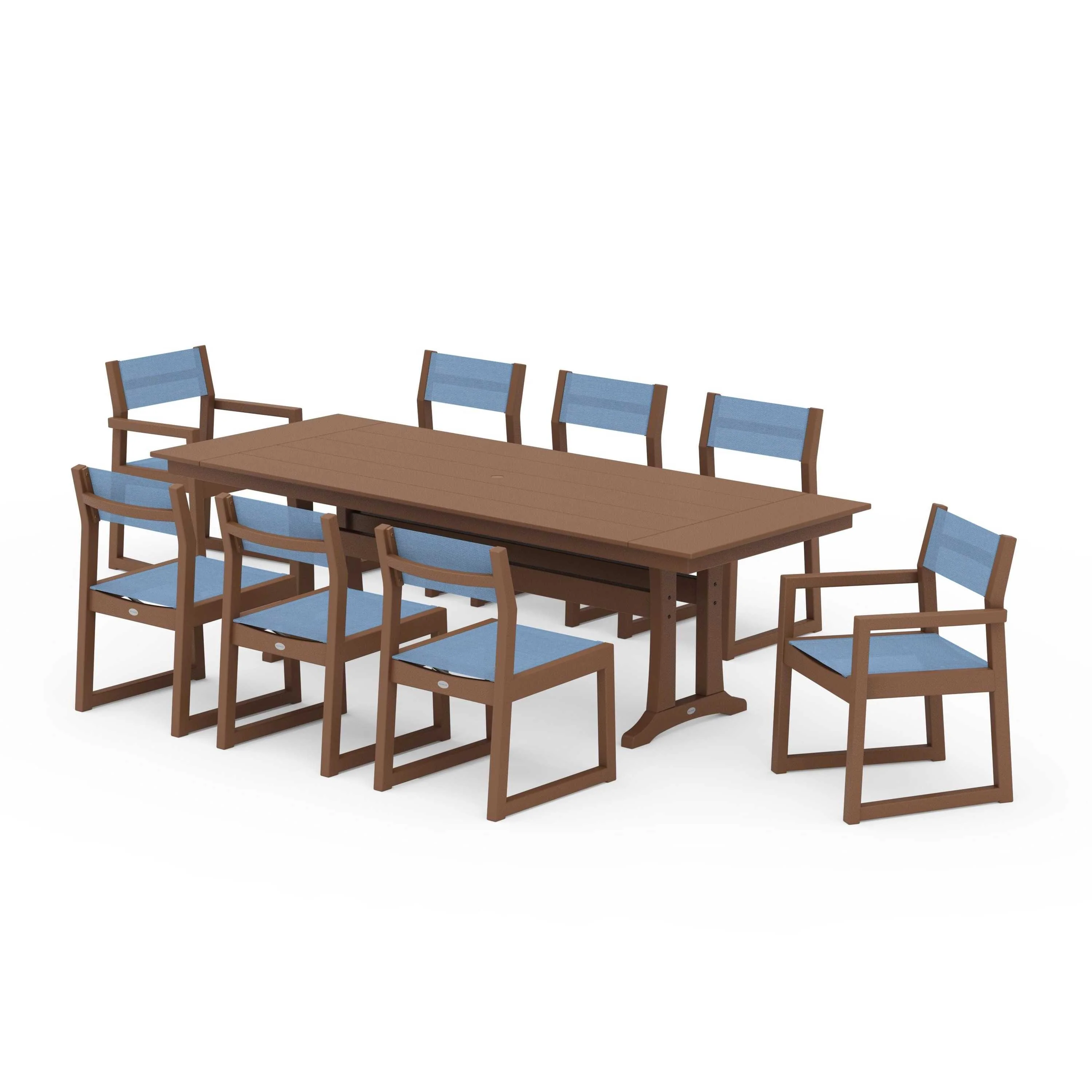 EDGE Sling 9-Piece Farmhouse Trestle Dining Set - Image 106