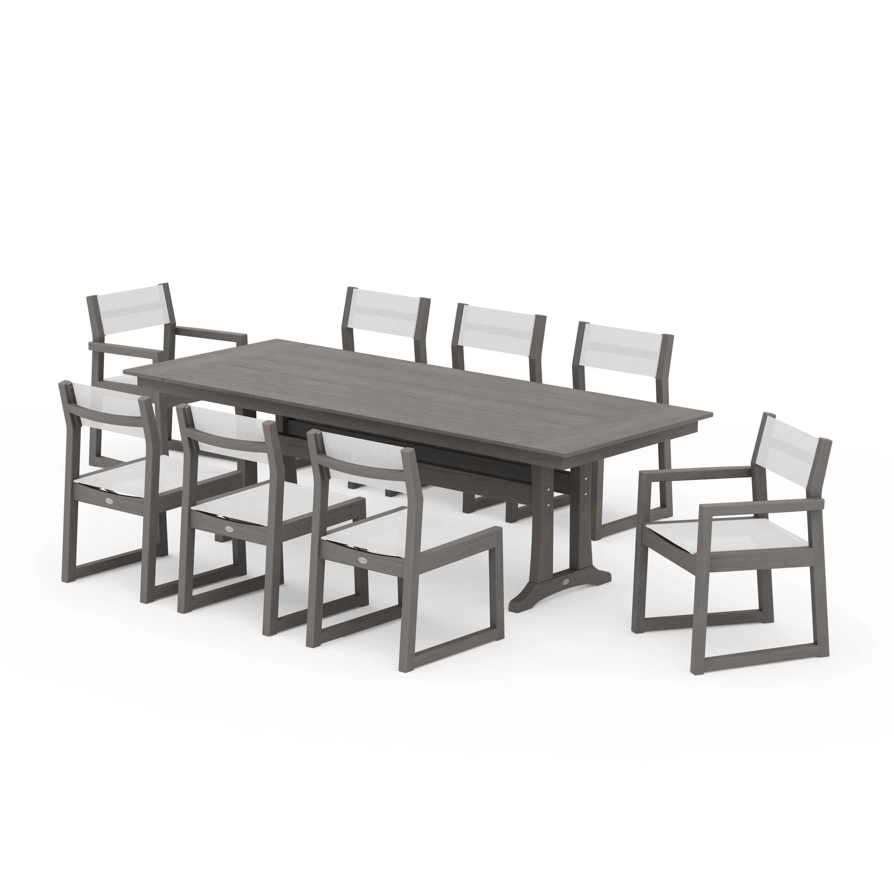 EDGE Sling 9-Piece Farmhouse Trestle Dining Set - Image 107