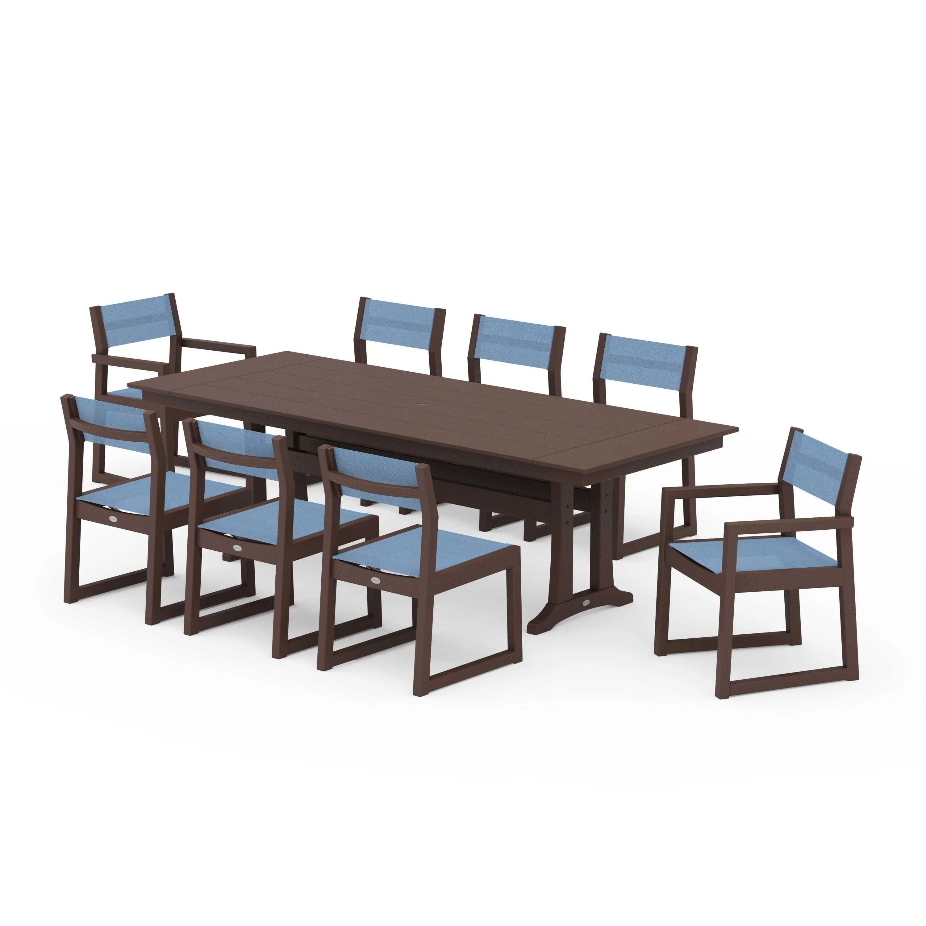 EDGE Sling 9-Piece Farmhouse Trestle Dining Set - Image 108