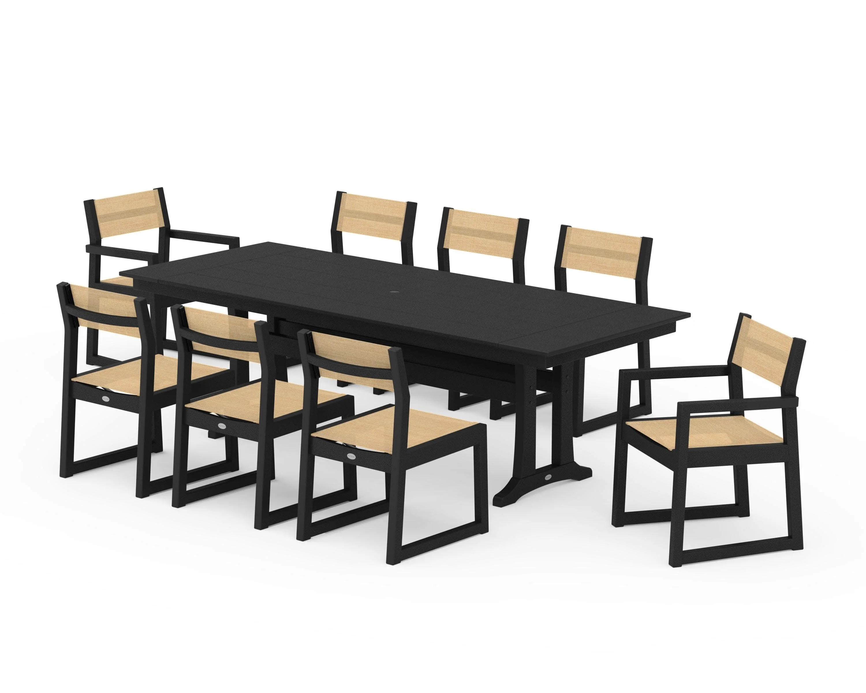 EDGE Sling 9-Piece Farmhouse Trestle Dining Set - Image 11