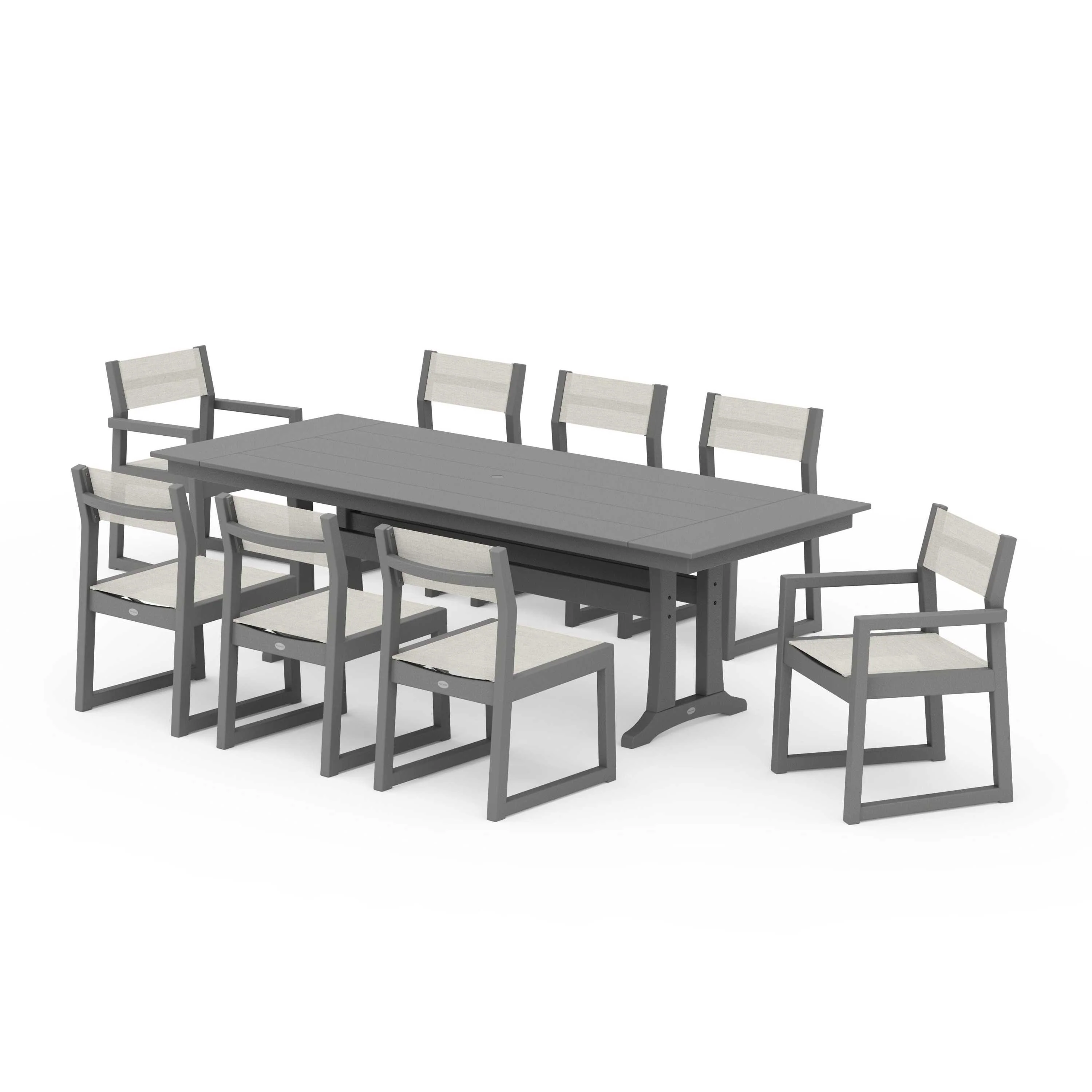 EDGE Sling 9-Piece Farmhouse Trestle Dining Set - Image 112