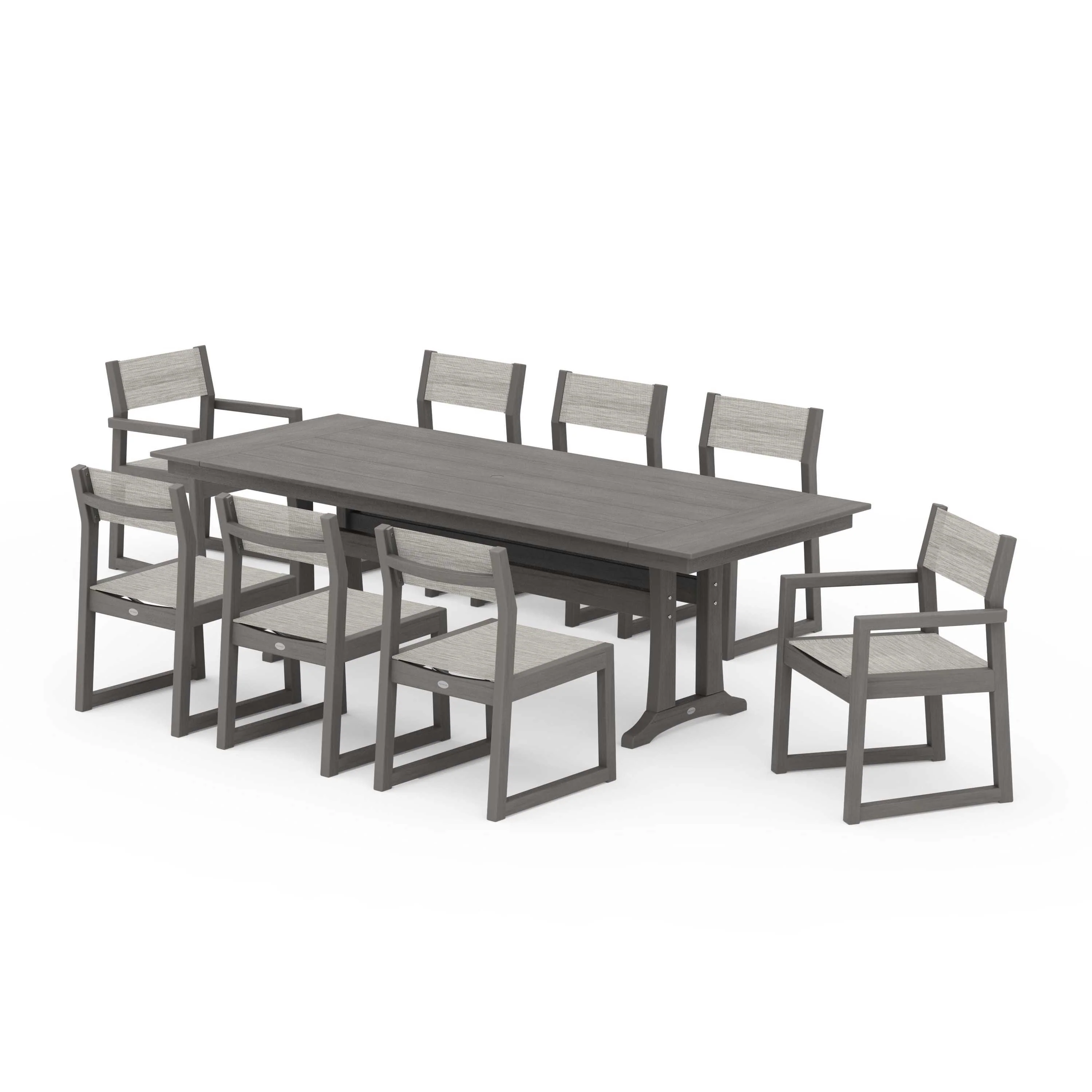 EDGE Sling 9-Piece Farmhouse Trestle Dining Set - Image 113