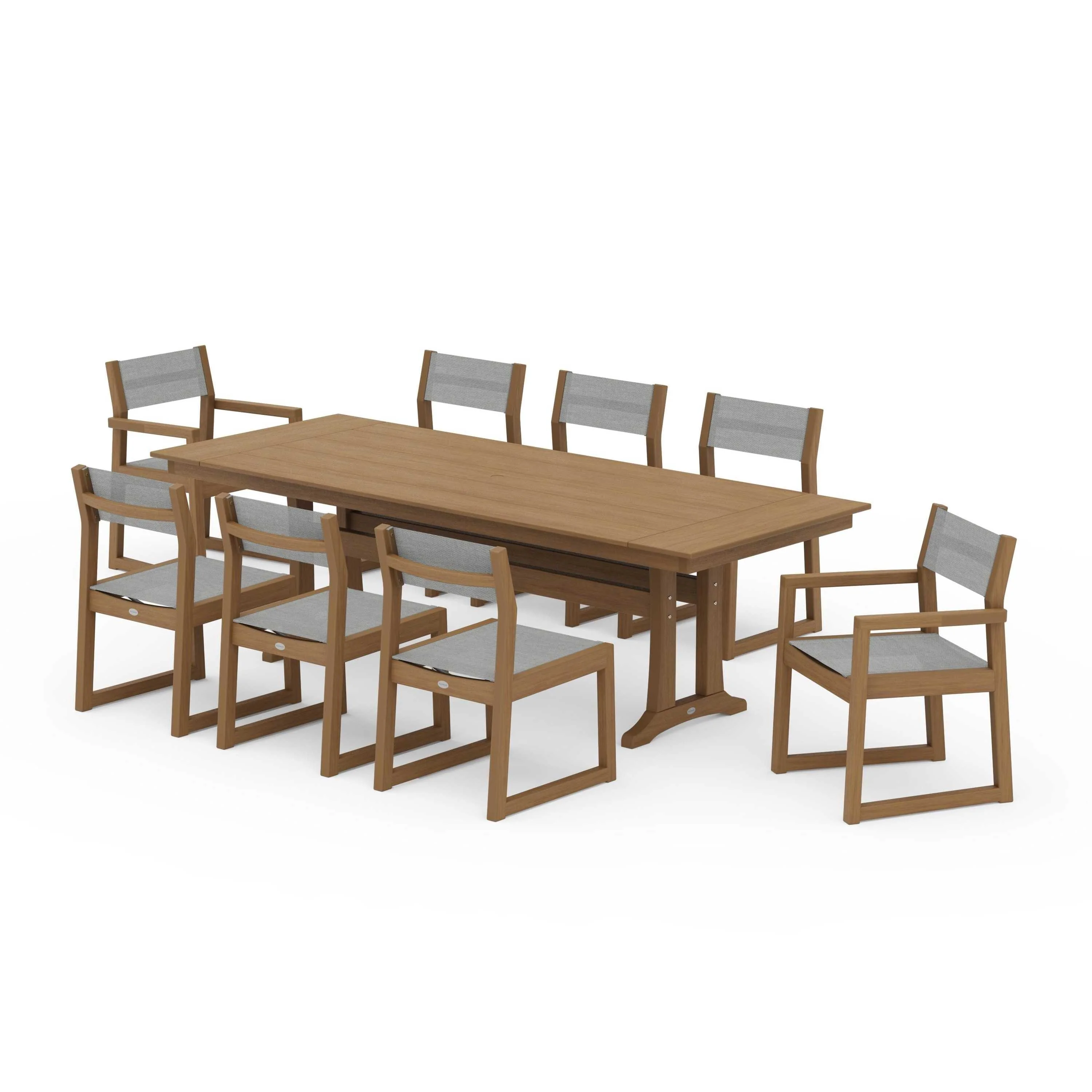 EDGE Sling 9-Piece Farmhouse Trestle Dining Set - Image 114