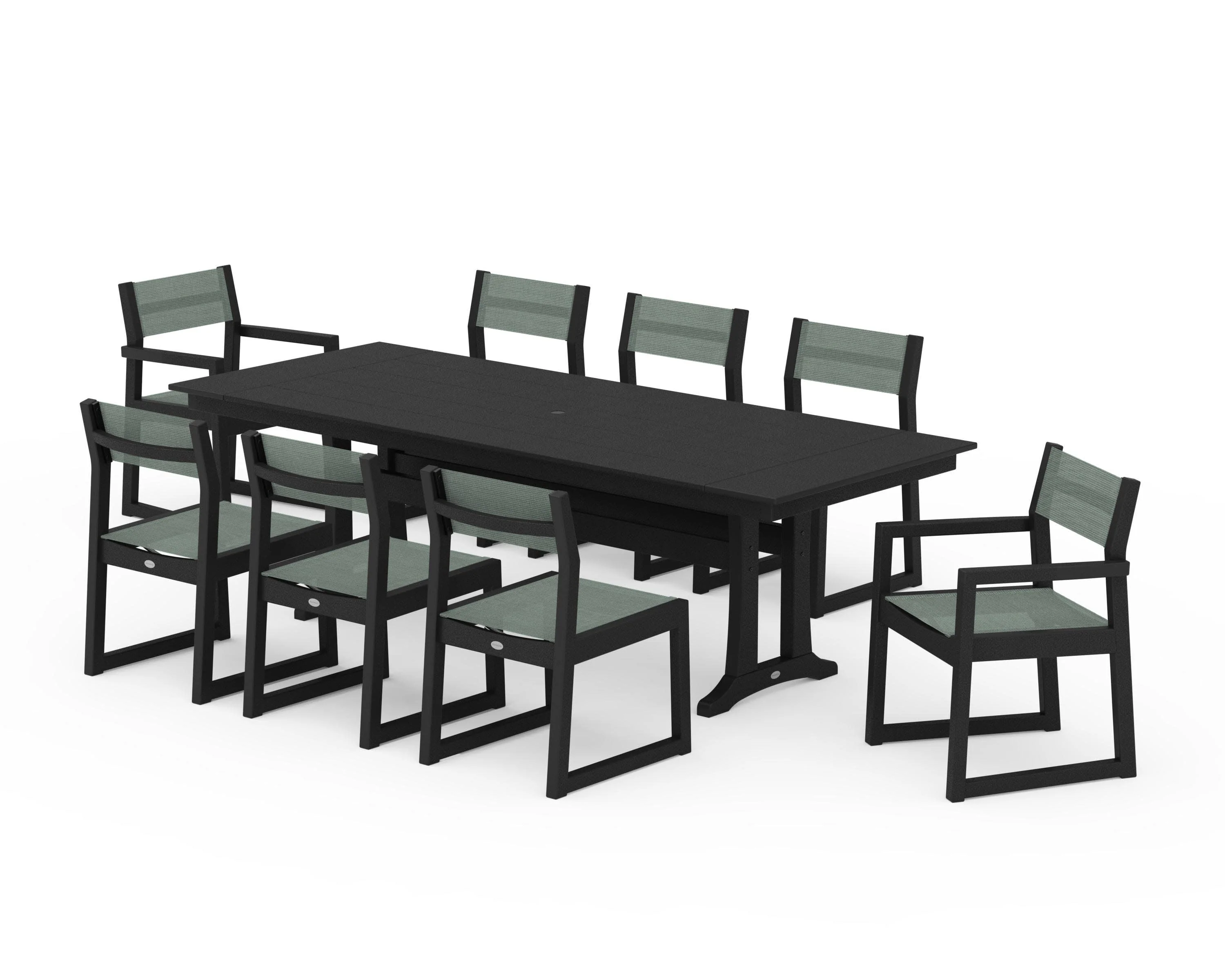 EDGE Sling 9-Piece Farmhouse Trestle Dining Set - Image 12