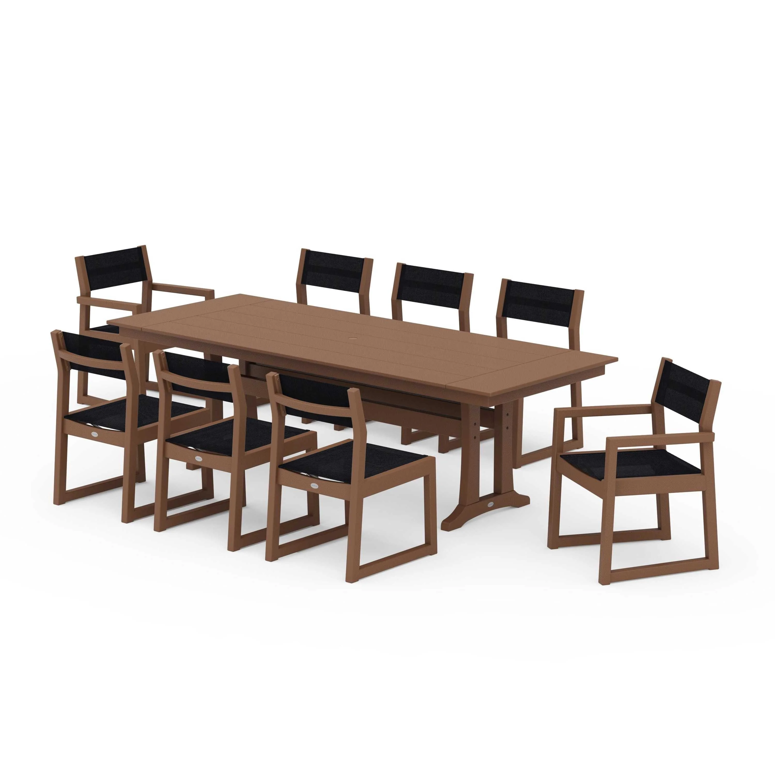 EDGE Sling 9-Piece Farmhouse Trestle Dining Set - Image 123