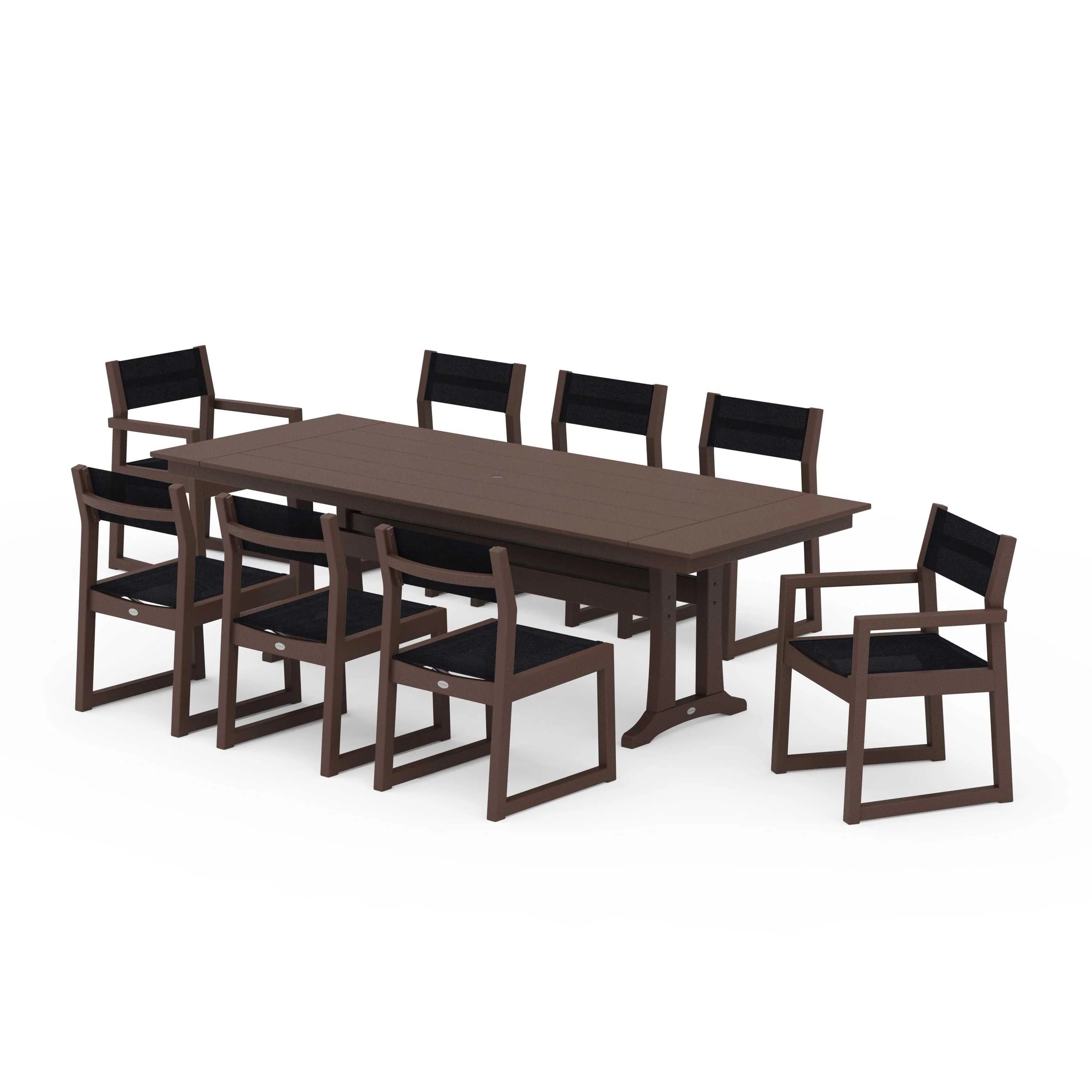 EDGE Sling 9-Piece Farmhouse Trestle Dining Set - Image 126