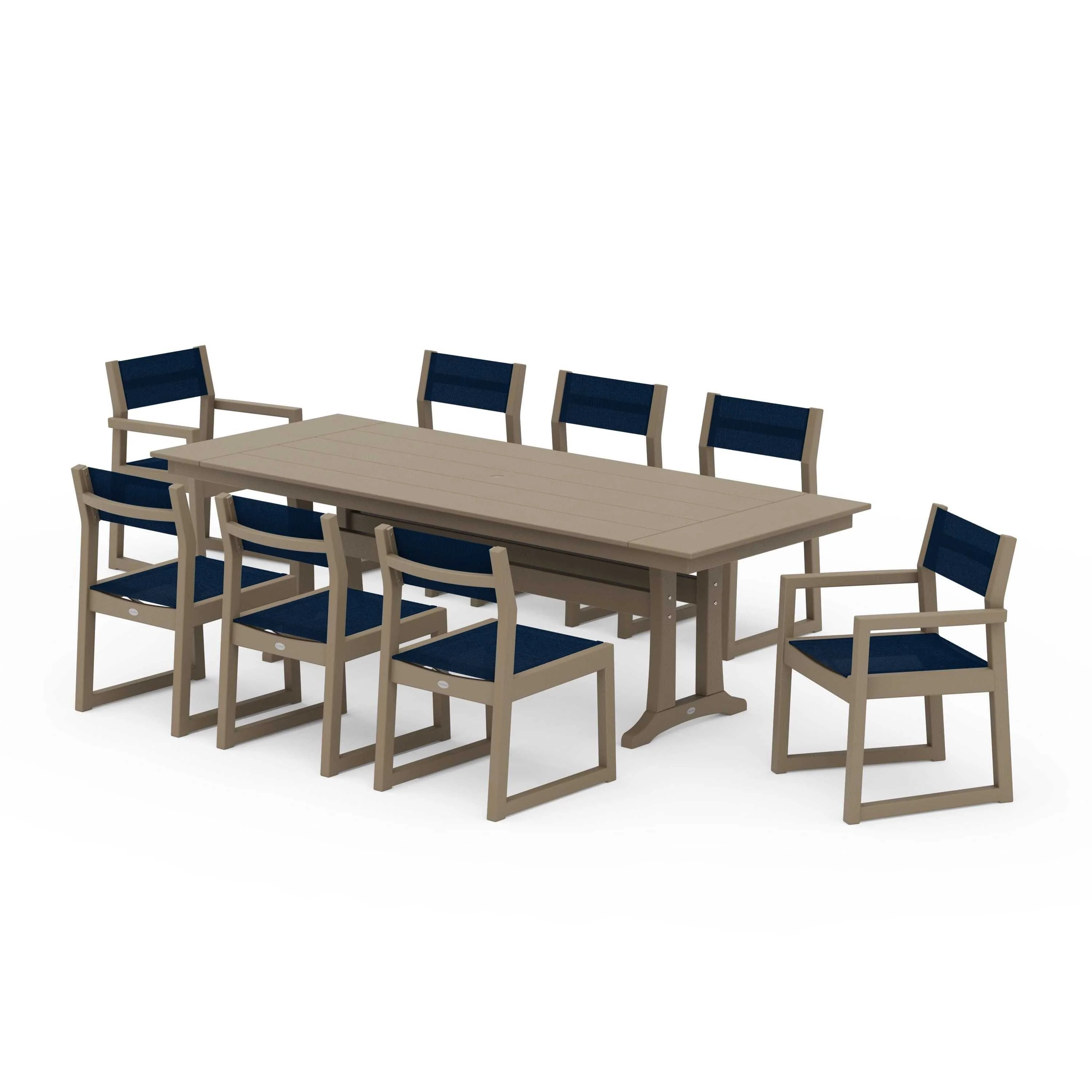 EDGE Sling 9-Piece Farmhouse Trestle Dining Set - Image 127