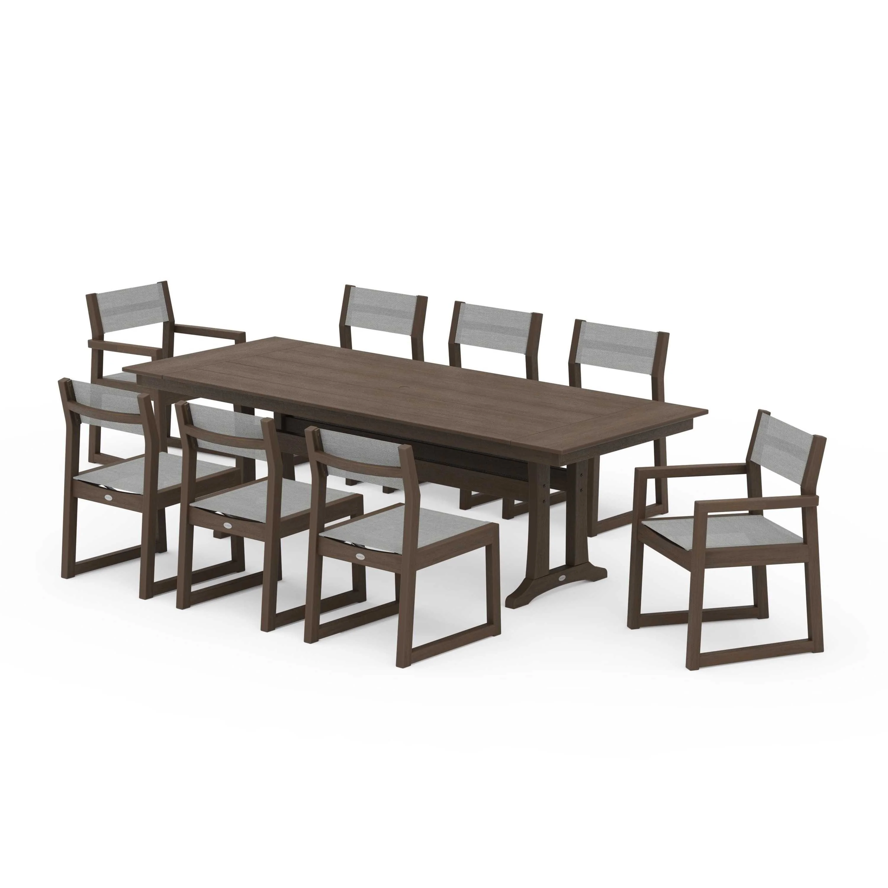 EDGE Sling 9-Piece Farmhouse Trestle Dining Set - Image 129