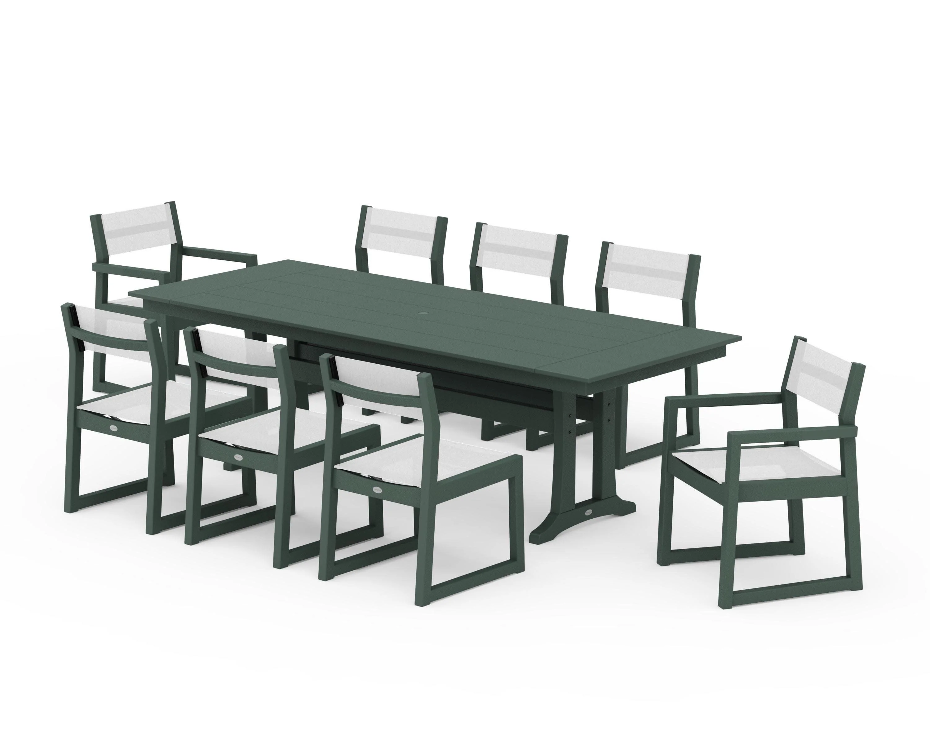 EDGE Sling 9-Piece Farmhouse Trestle Dining Set - Image 13