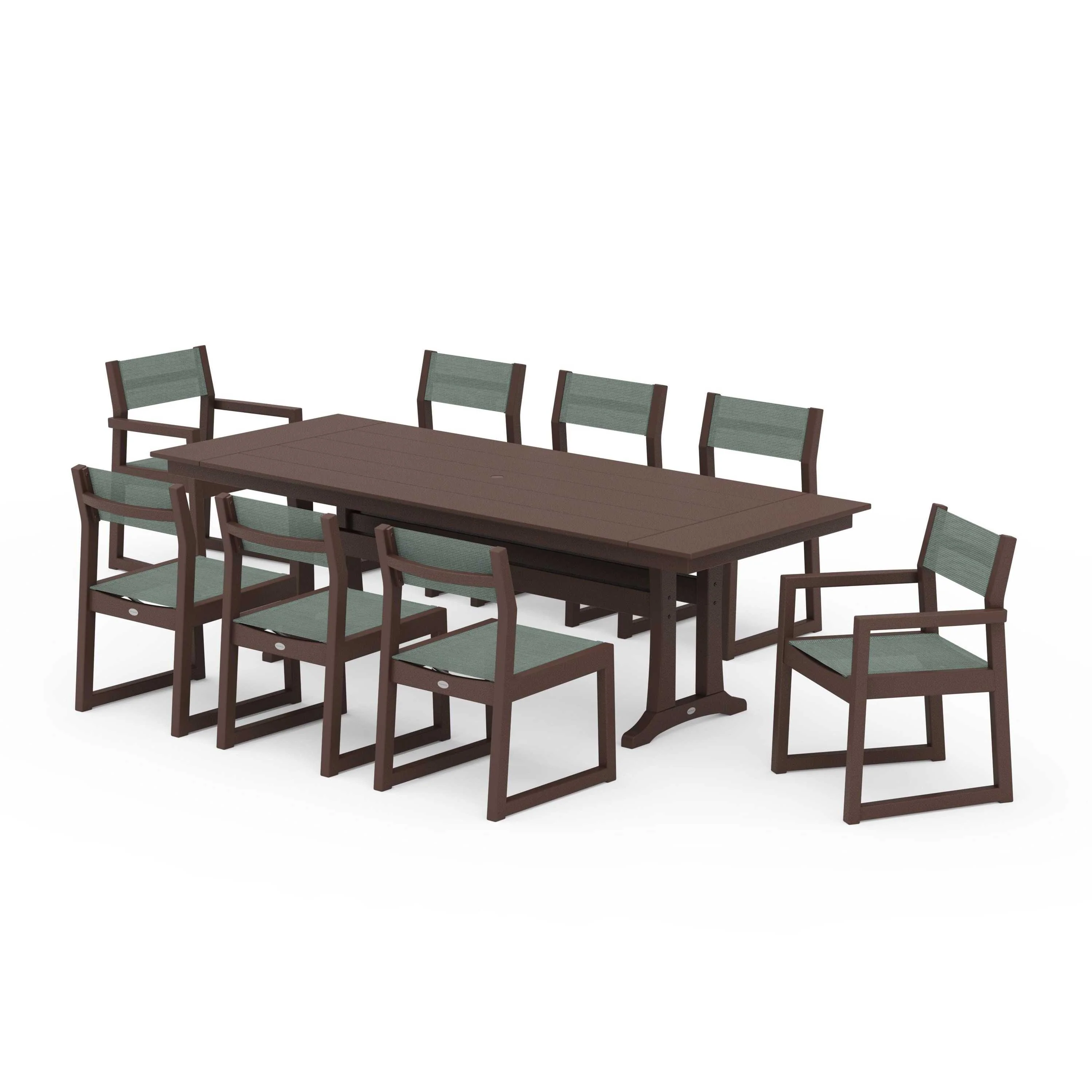 EDGE Sling 9-Piece Farmhouse Trestle Dining Set - Image 130