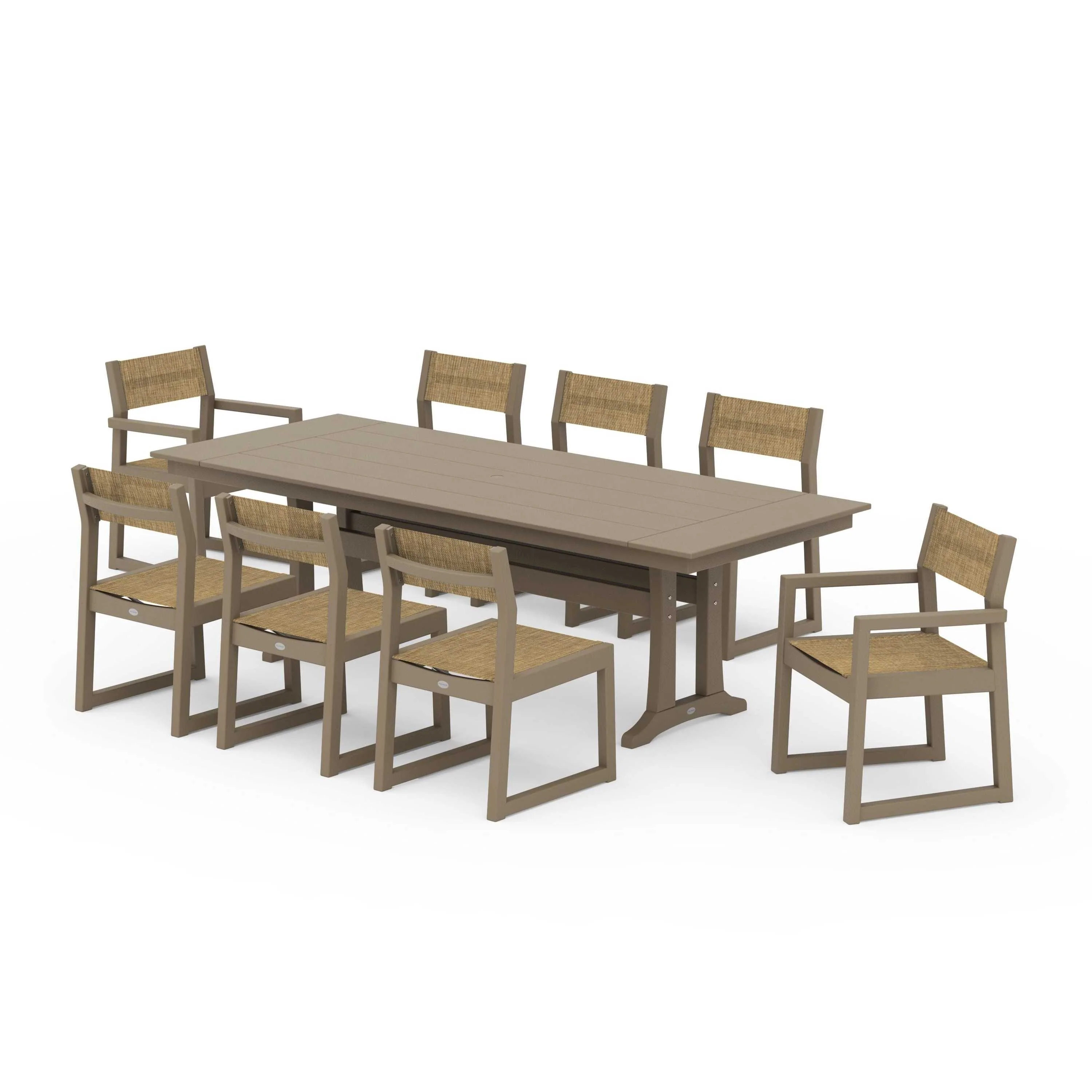 EDGE Sling 9-Piece Farmhouse Trestle Dining Set - Image 132